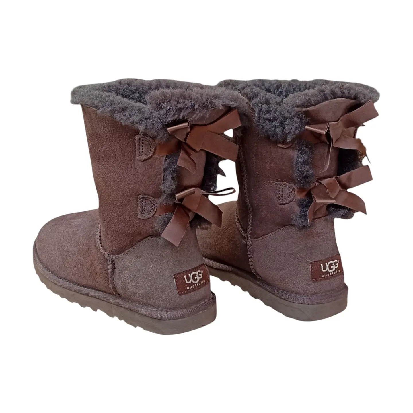 Bota Ugg Bailey Bow Chocolate Cuero y Lana de Oveja - Talla 36 5