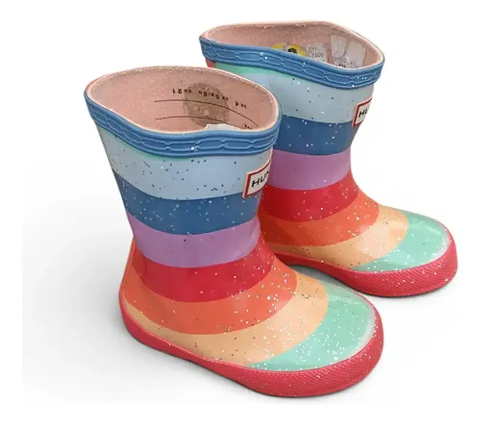 Botas De Lluvia Hunter Little Kids Rainbow Glitter Talla 22 1