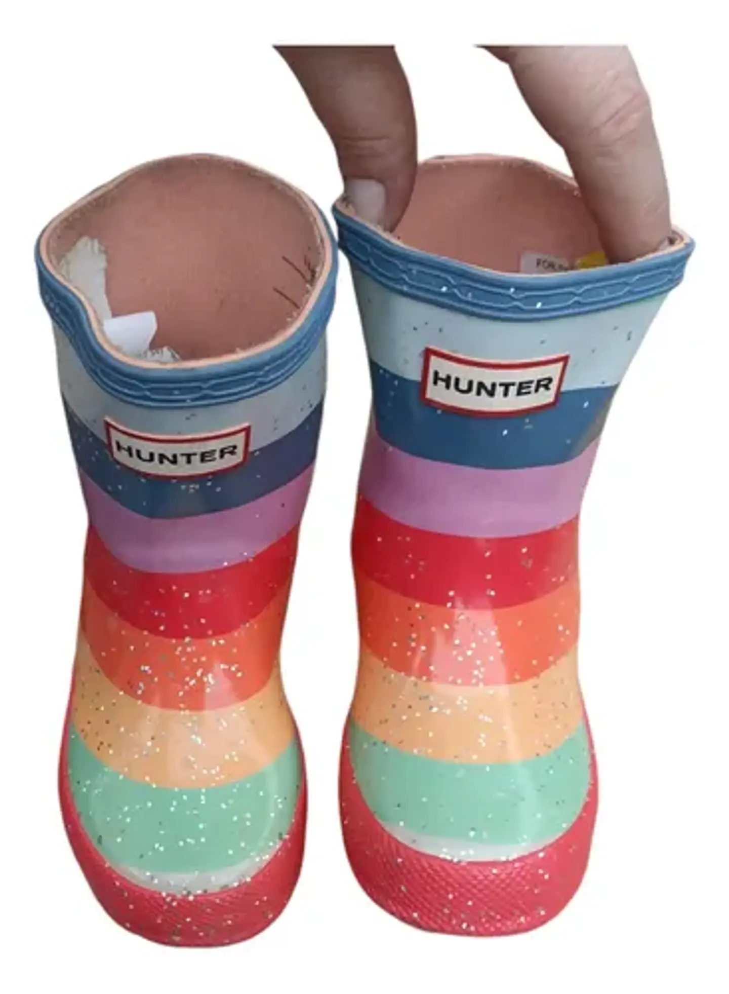 Botas De Lluvia Hunter Little Kids Rainbow Glitter Talla 22 4