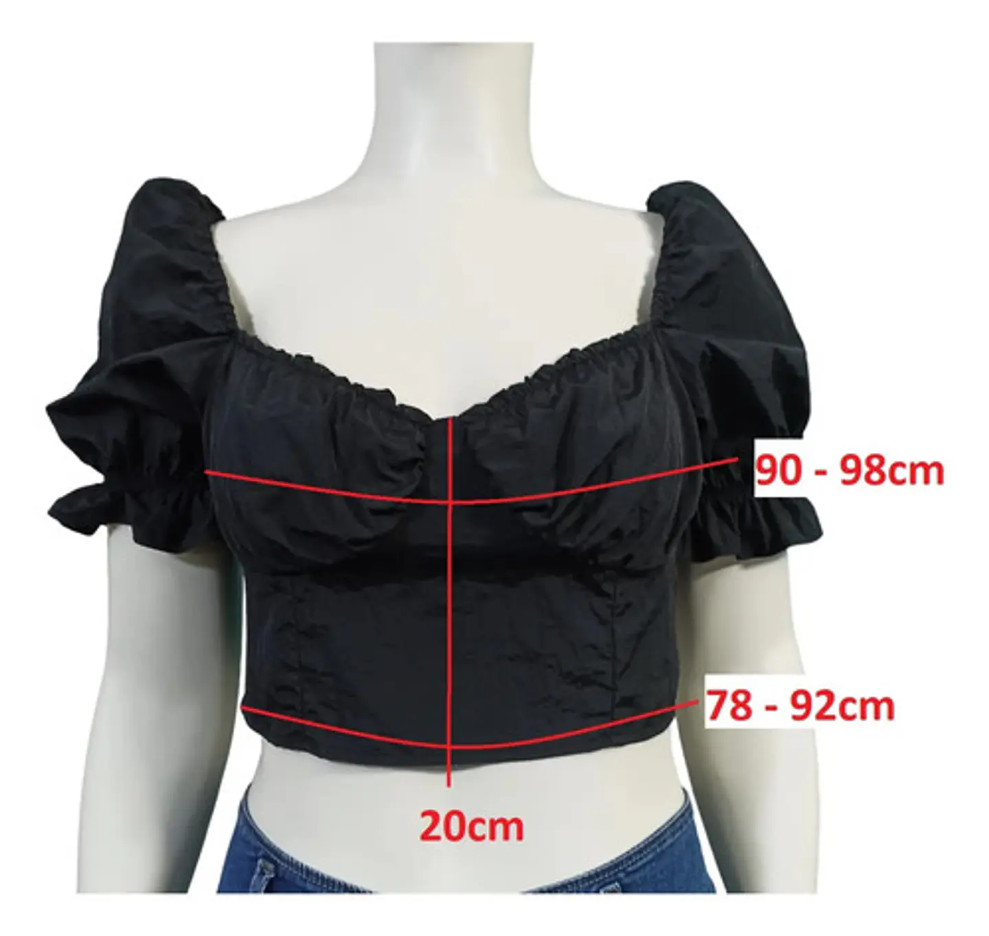 Crop Top Con Mangas Abombadas H & M Talla M 7