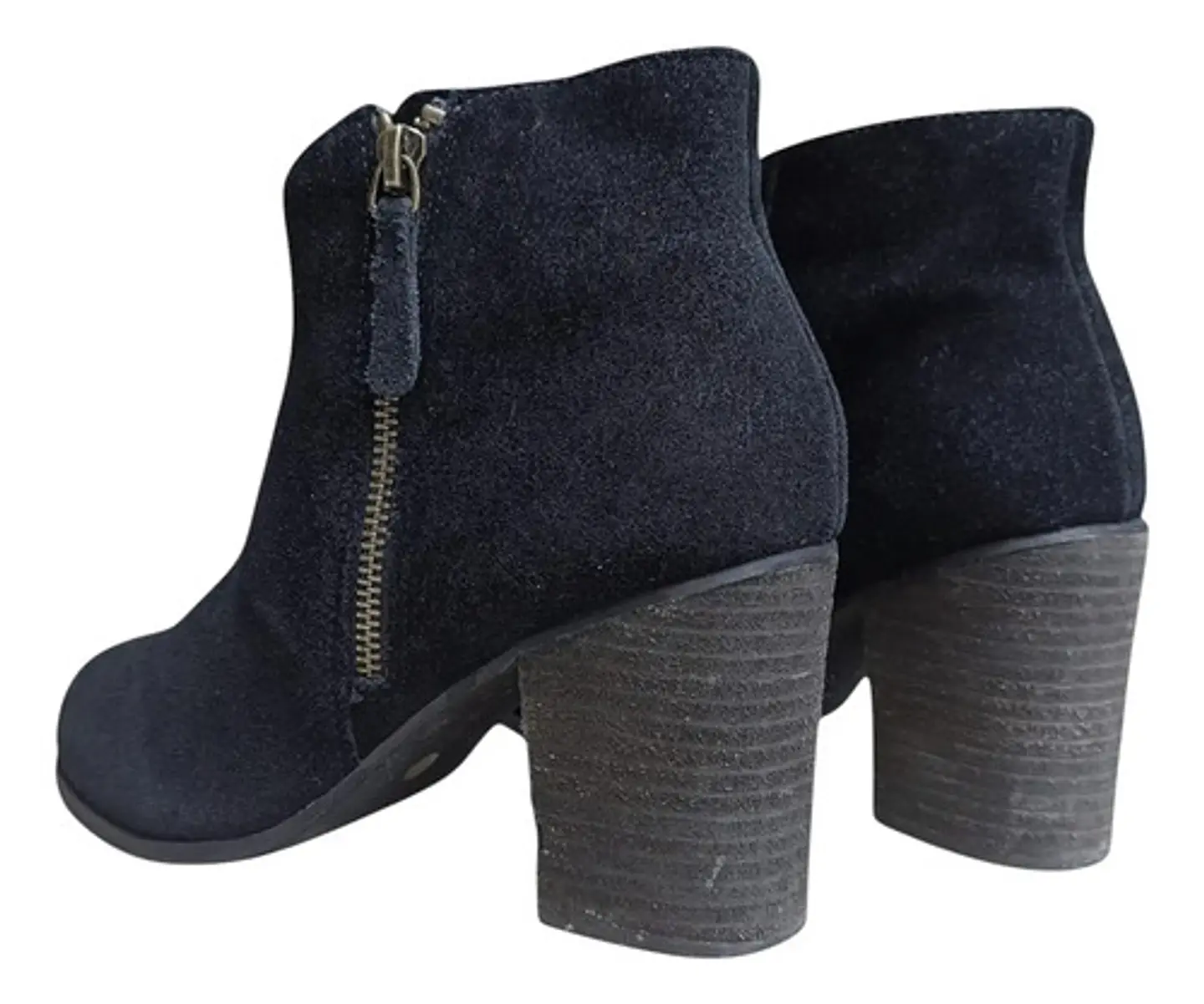Botin Importado Ecote De Cuero Gamuza Negro - Talla 38 5