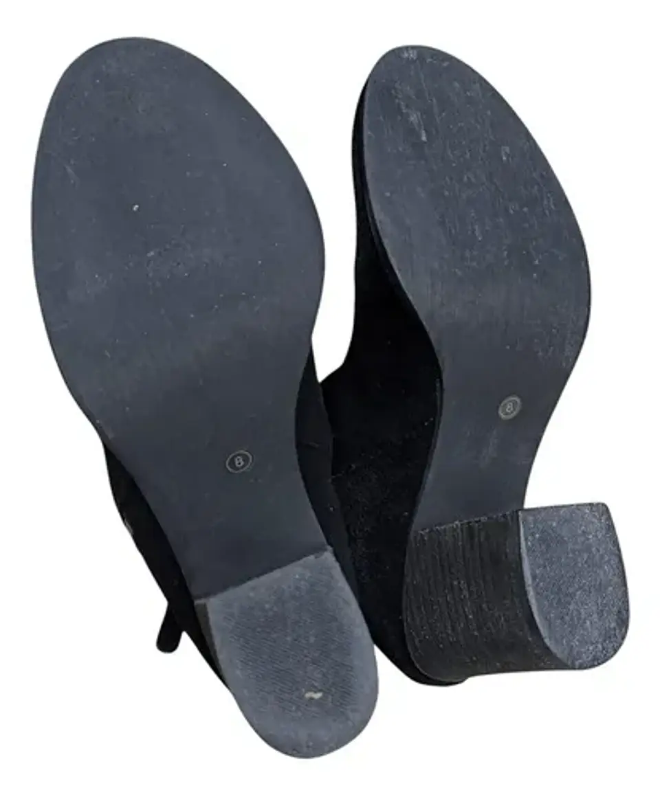 Botin Importado Ecote De Cuero Gamuza Negro - Talla 38 8
