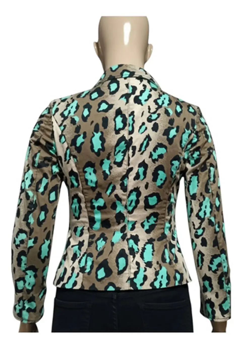 Blazer De Algodón Estampado Leopardo Lujosa Marca Talla L 4