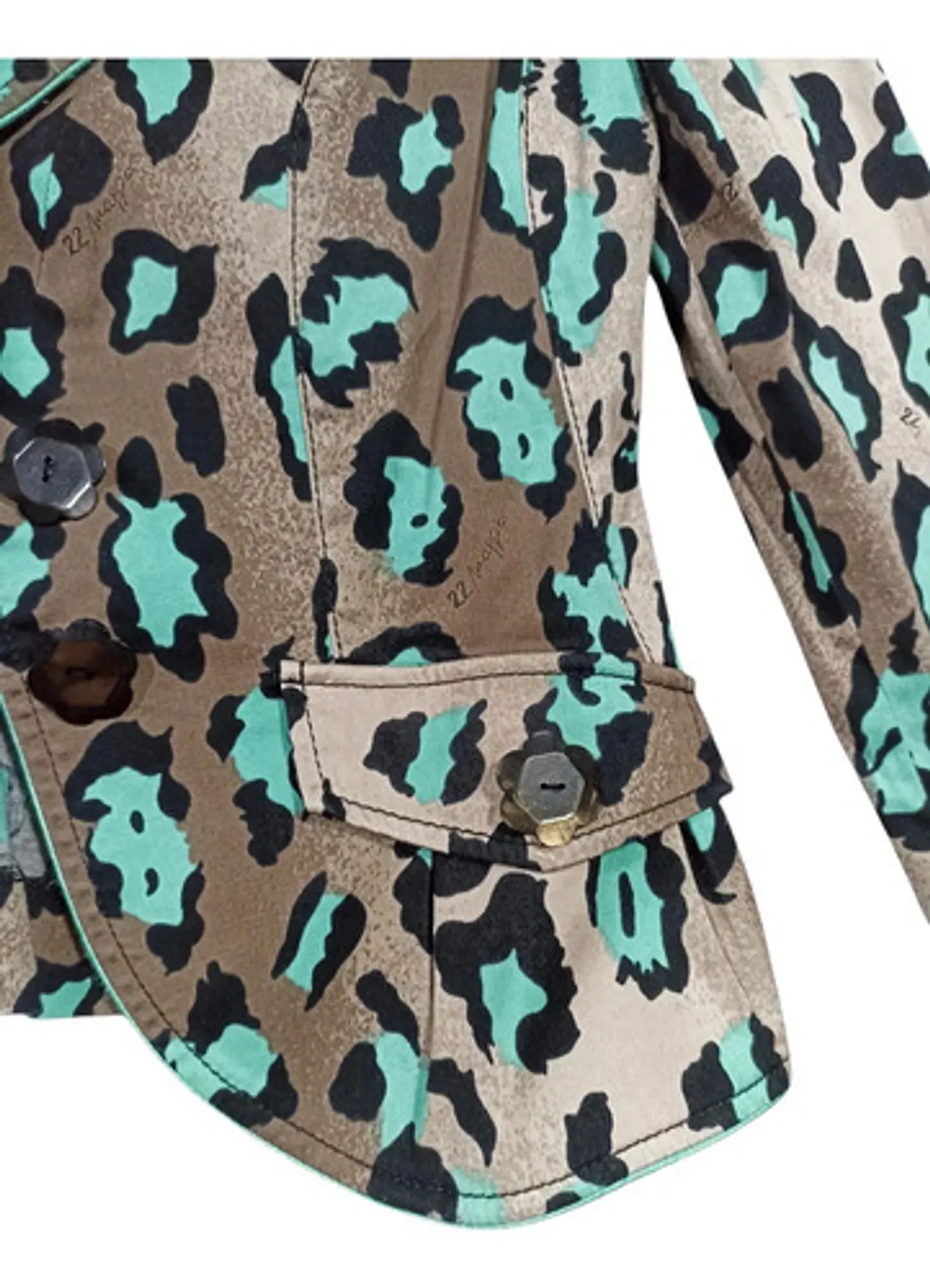 Blazer De Algodón Estampado Leopardo Lujosa Marca Talla L 7