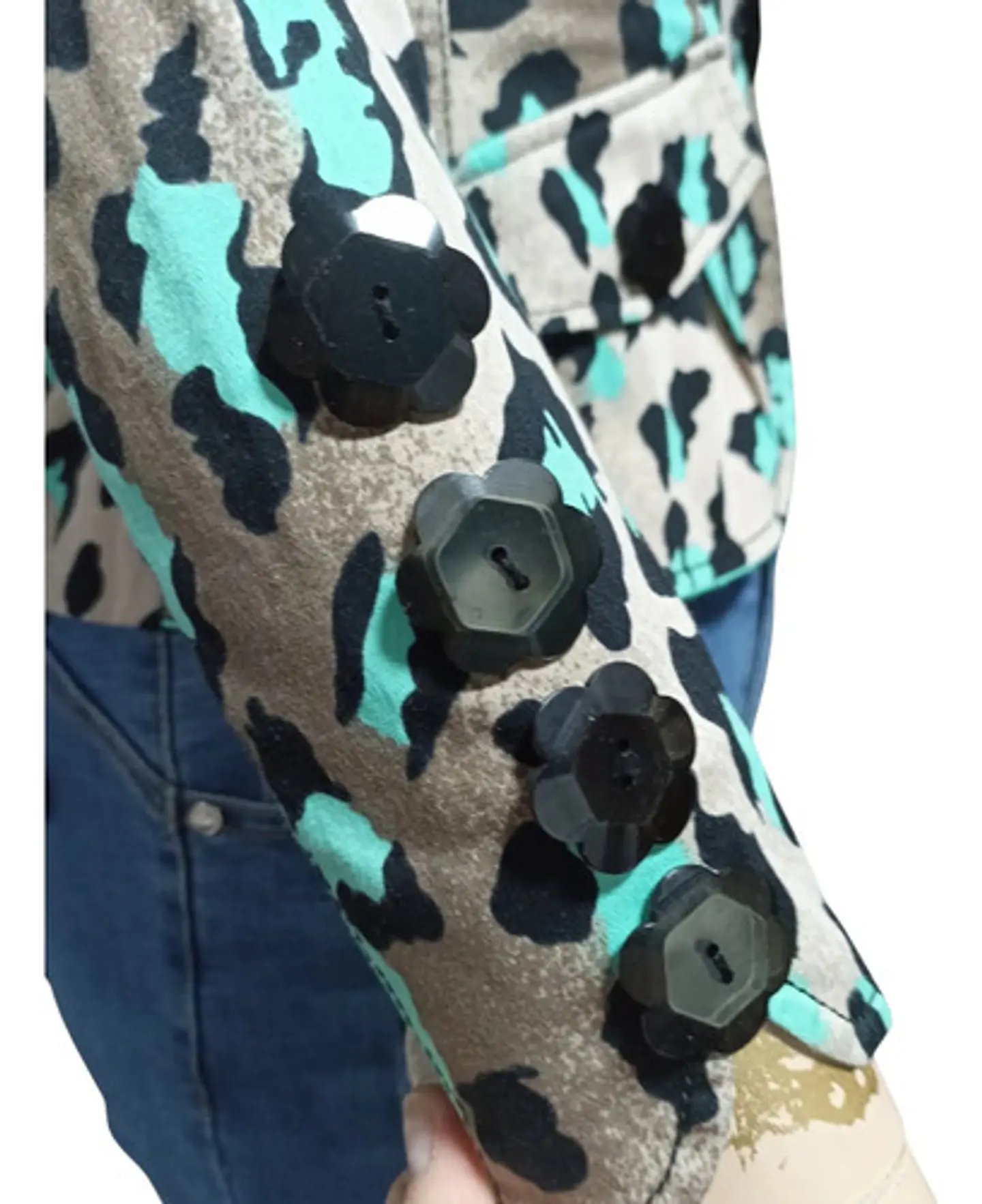 Blazer De Algodón Estampado Leopardo Lujosa Marca Talla L 8