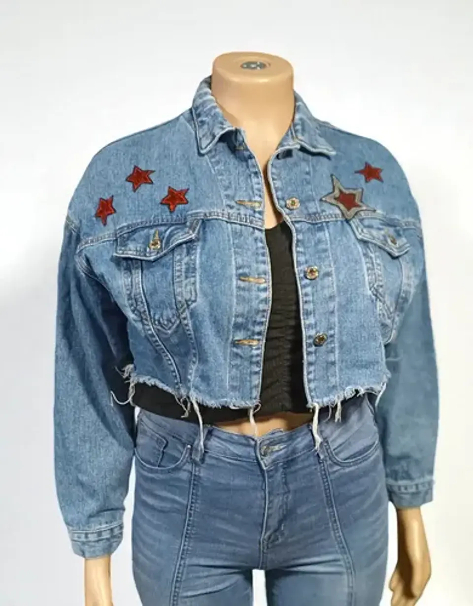 Chaqueta Crop Con Aplique De Lentejuelas Talla L Oversize 2