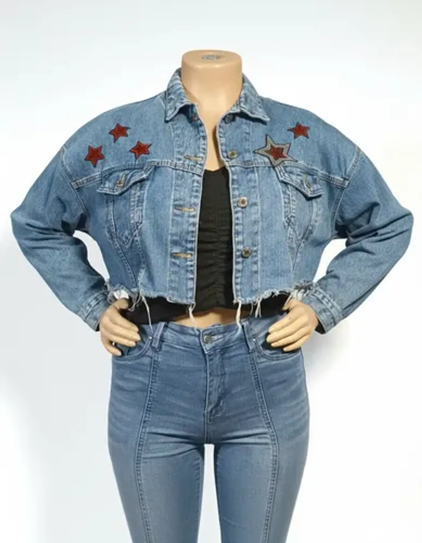 Chaqueta Crop Con Aplique De Lentejuelas Talla L Oversize 3