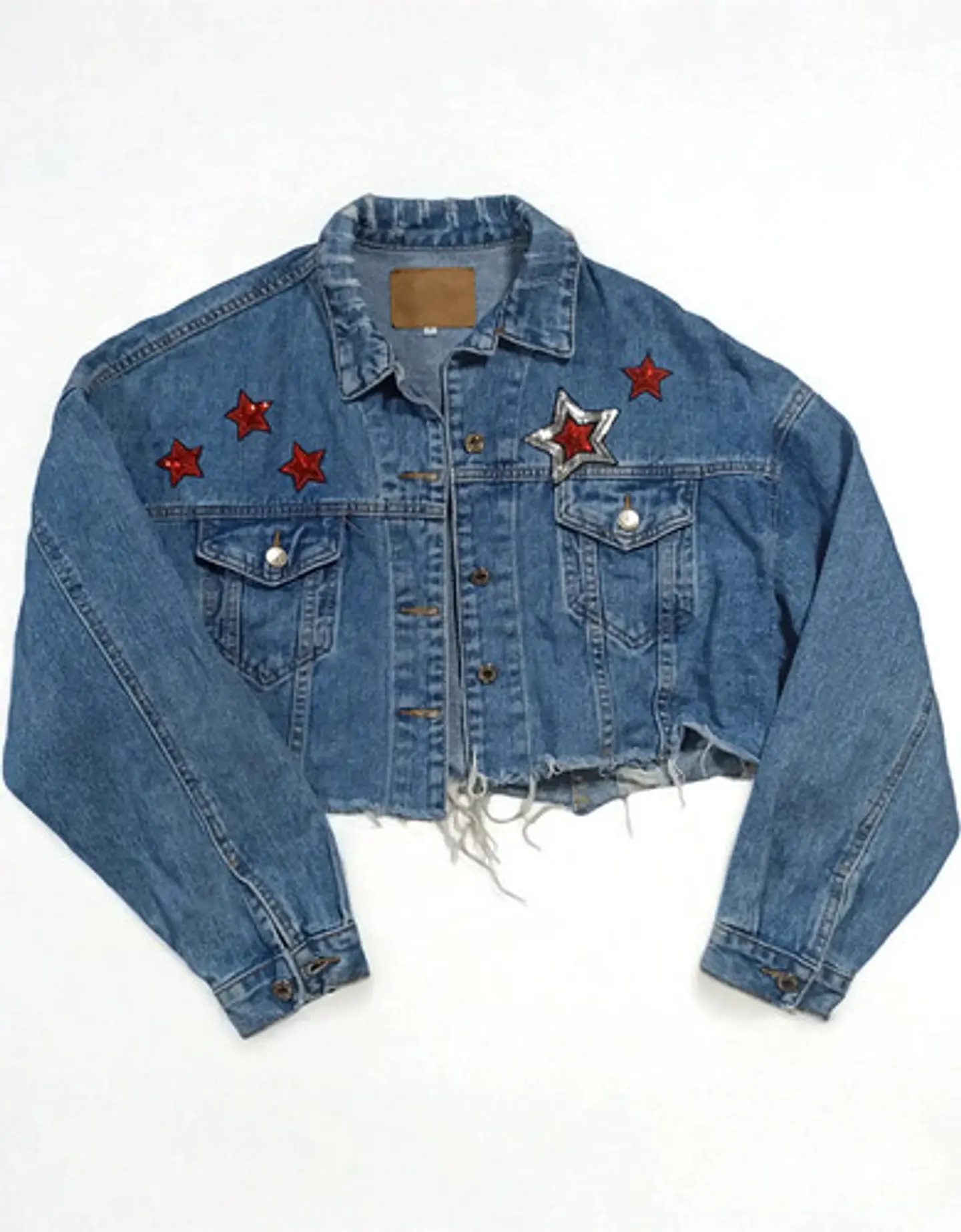 Chaqueta Crop Con Aplique De Lentejuelas Talla L Oversize 5