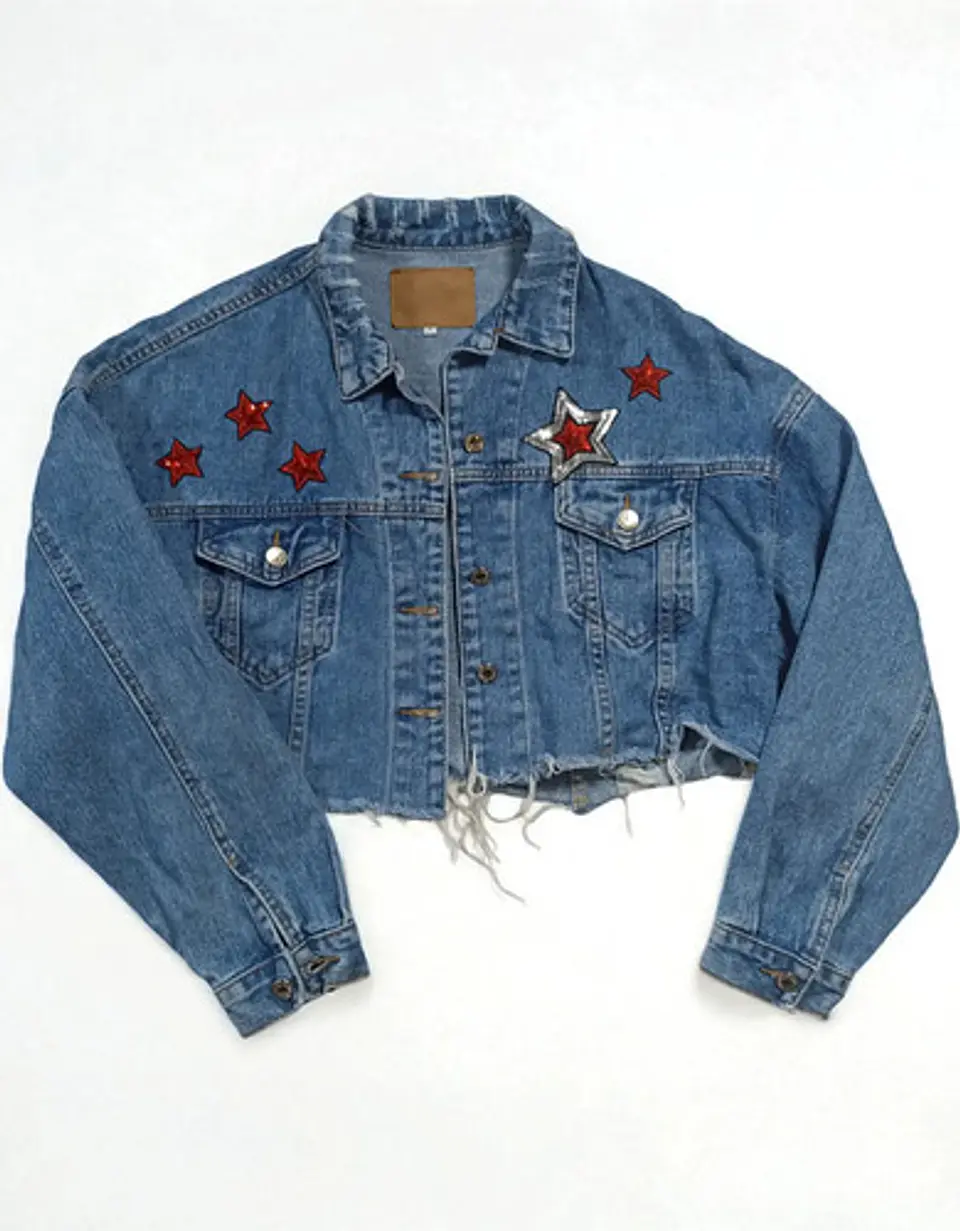 Chaqueta Crop Con Aplique De Lentejuelas Talla L Oversize 5