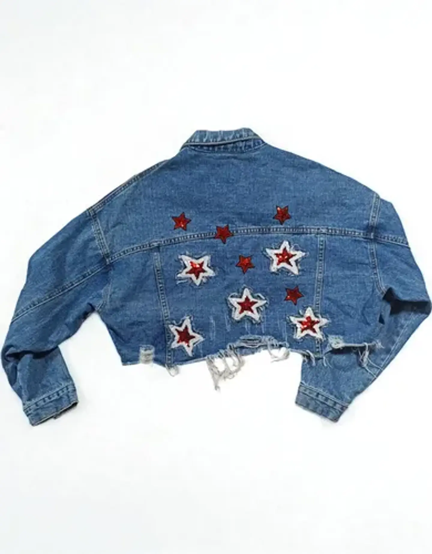 Chaqueta Crop Con Aplique De Lentejuelas Talla L Oversize 6