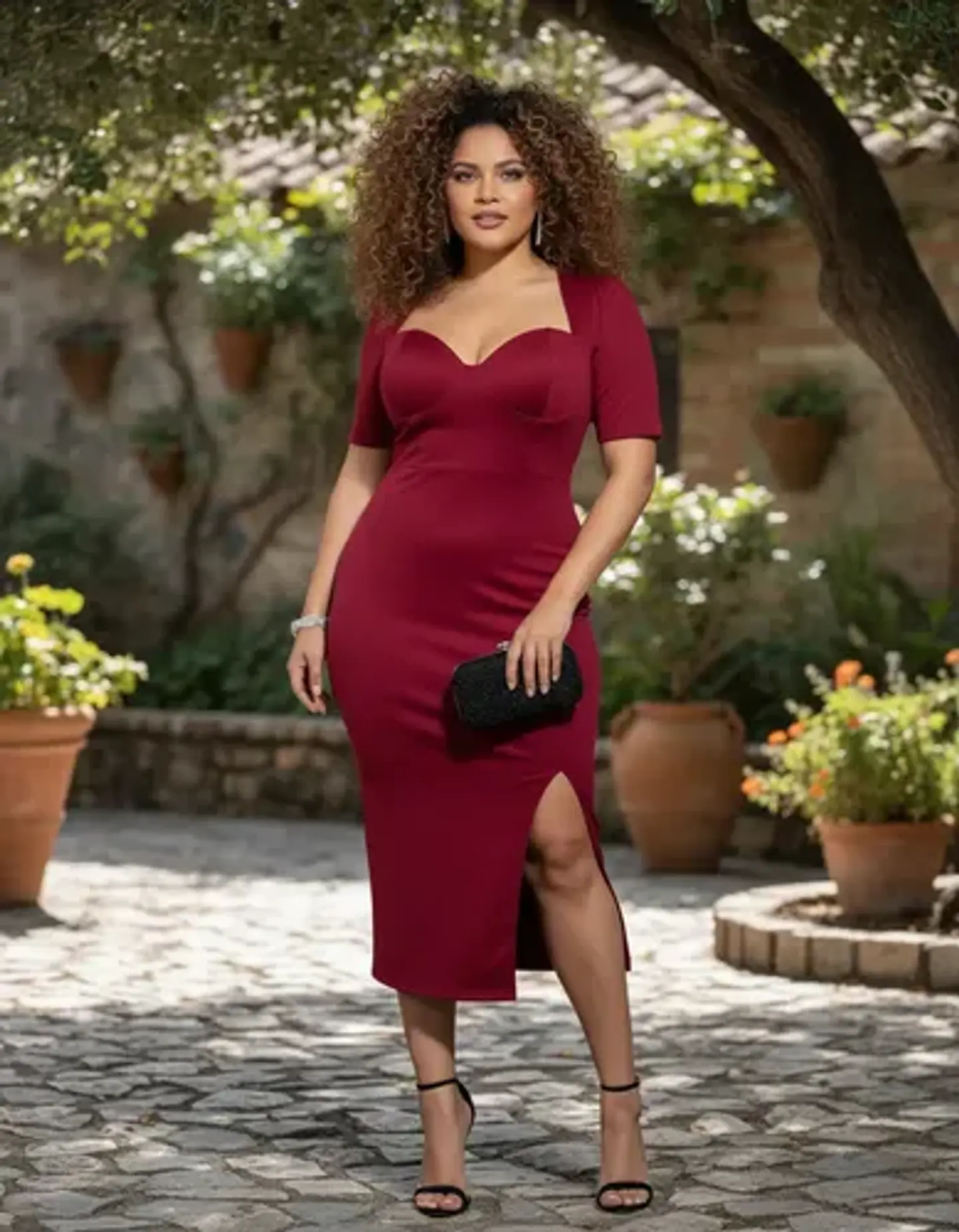 Vestido De Fiesta Escote Corazón Abertura En Muslo Talla Xl 1