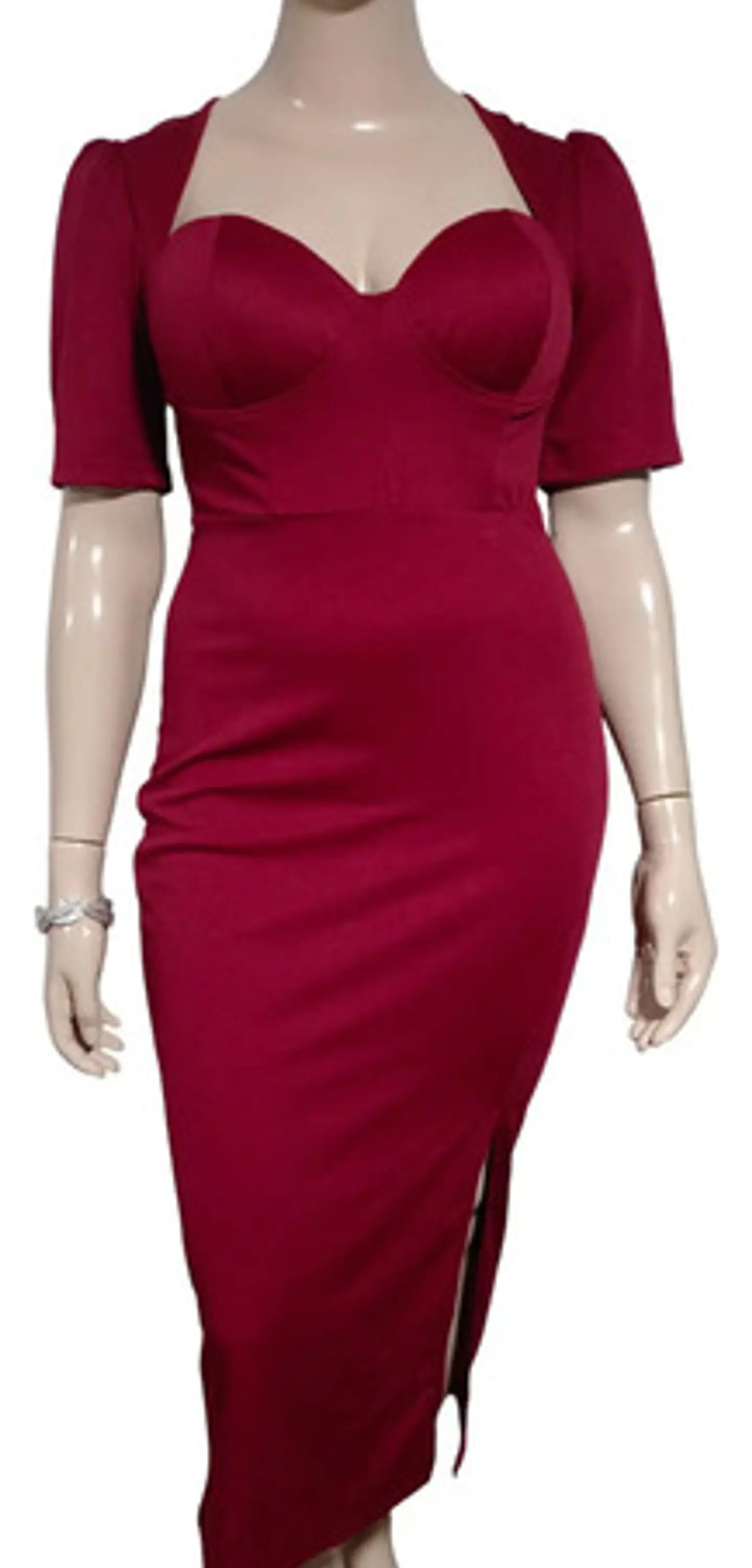 Vestido De Fiesta Escote Corazón Abertura En Muslo Talla Xl 3