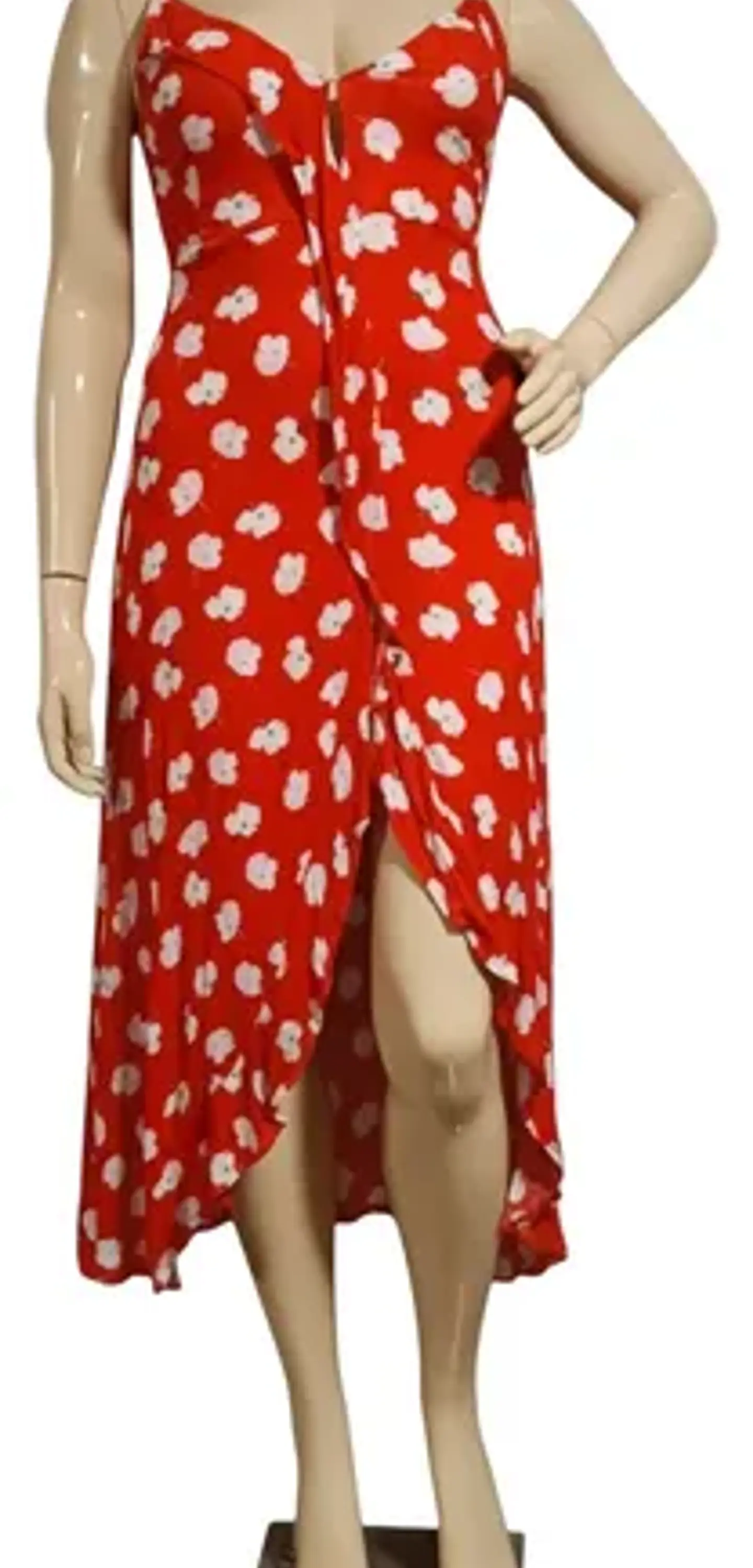 Vestido Rojo Asimétrico Estampado Floral -  Opposite Talla L 2