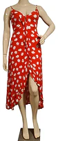 Vestido Rojo Asimétrico Estampado Floral -  Opposite Talla L - Miniatura 2