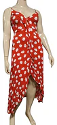 Vestido Rojo Asimétrico Estampado Floral -  Opposite Talla L - Miniatura 3