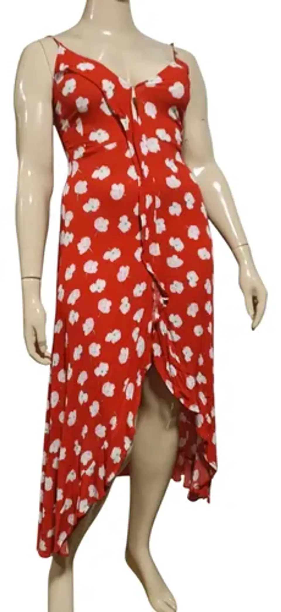 Vestido Rojo Asimétrico Estampado Floral -  Opposite Talla L 3