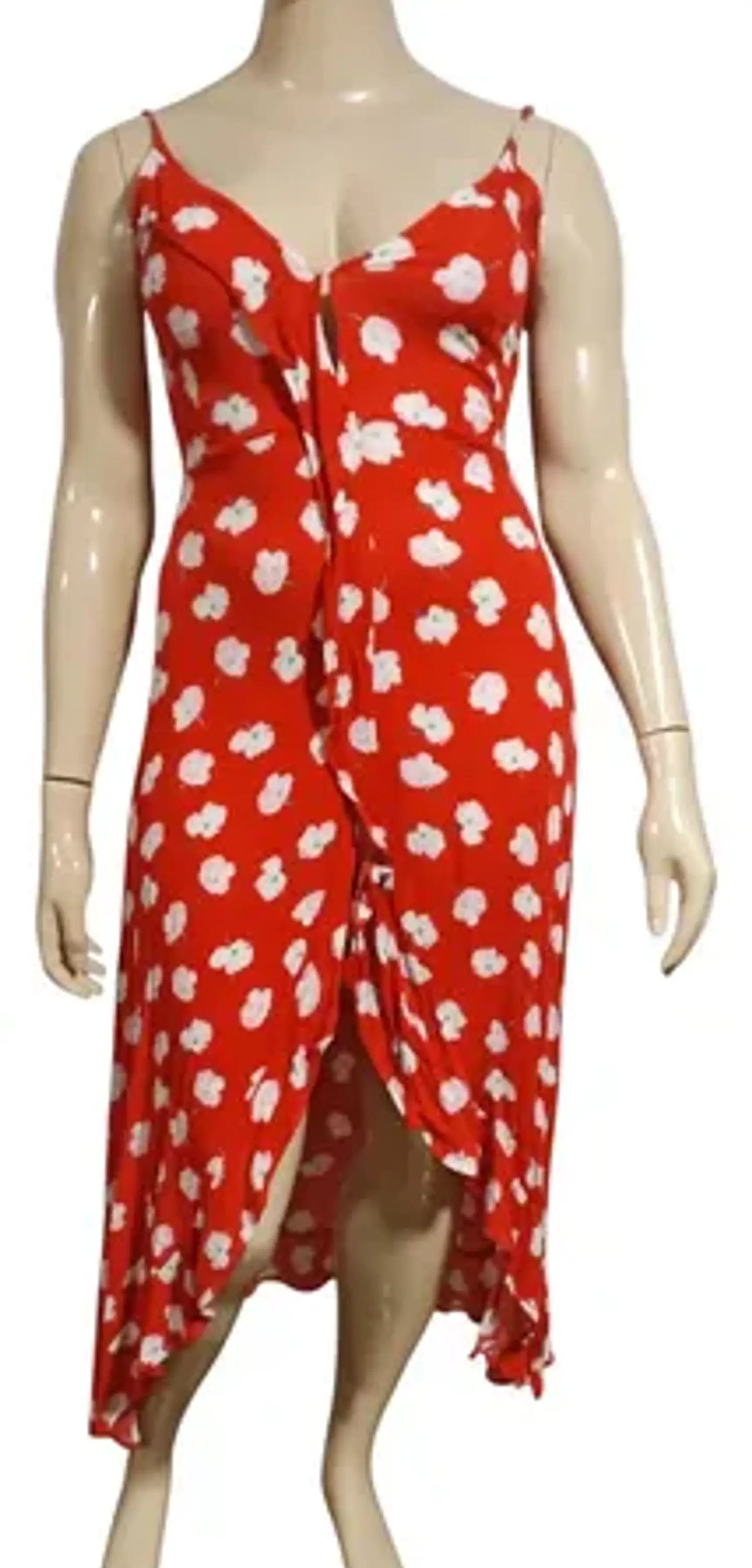 Vestido Rojo Asimétrico Estampado Floral -  Opposite Talla L 4