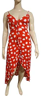 Vestido Rojo Asimétrico Estampado Floral -  Opposite Talla L - Miniatura 4