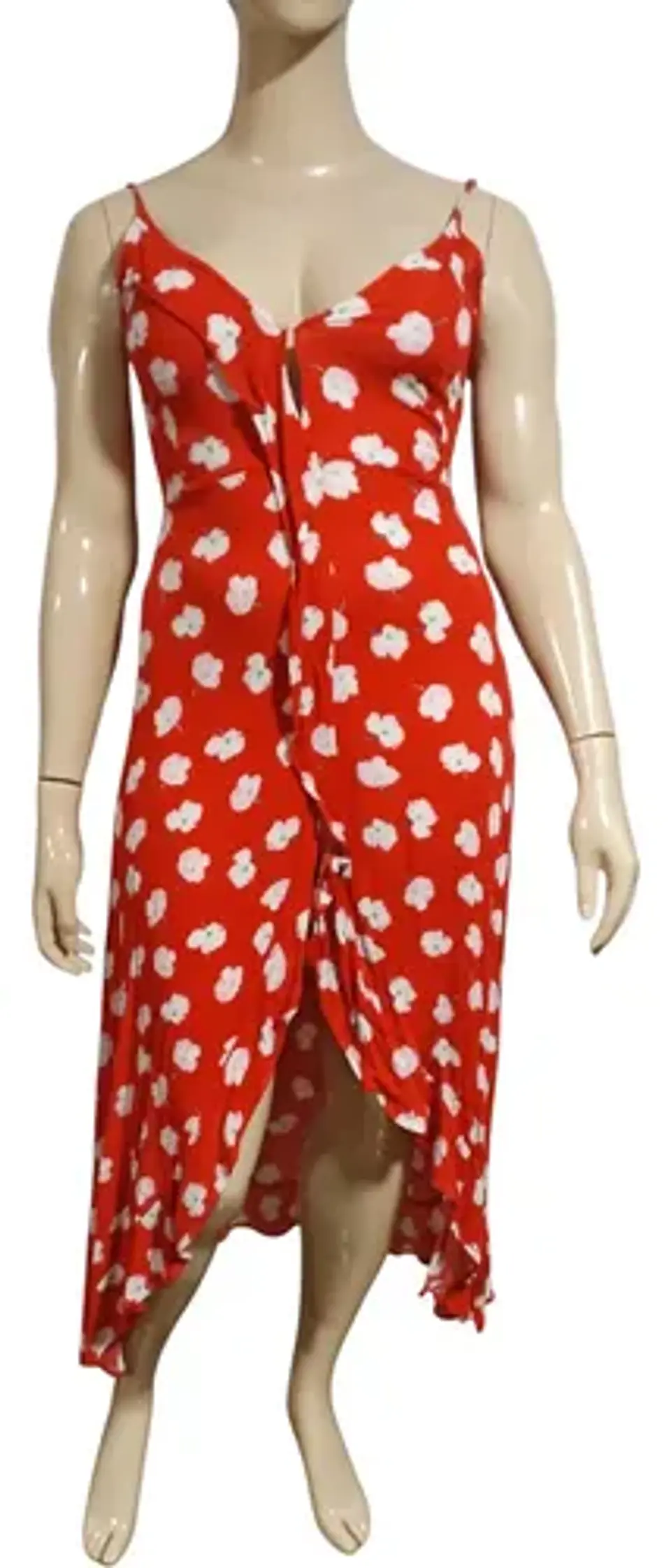 Vestido Rojo Asimétrico Estampado Floral -  Opposite Talla L 4
