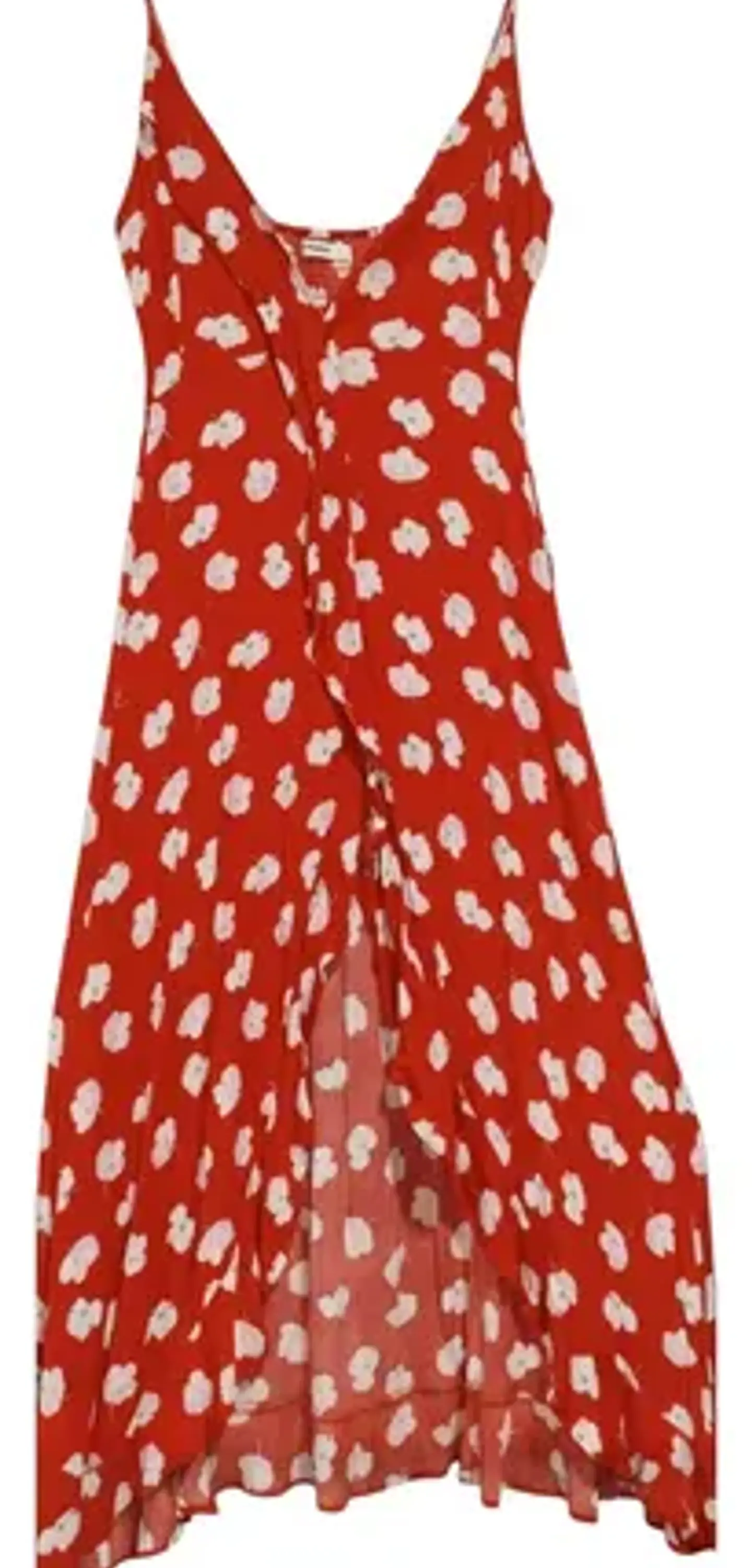 Vestido Rojo Asimétrico Estampado Floral -  Opposite Talla L 7