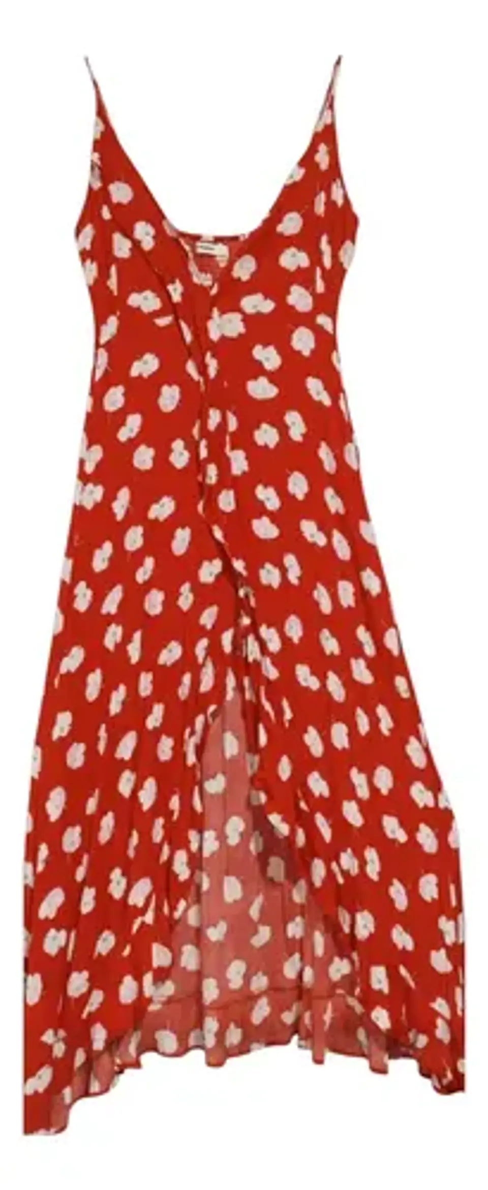 Vestido Rojo Asimétrico Estampado Floral -  Opposite Talla L 7