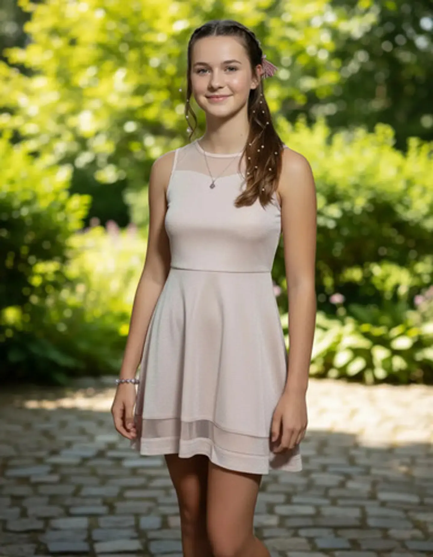 Vestido De Fiesta Corto Rosa Pálido Con Brillos - Talla S 1