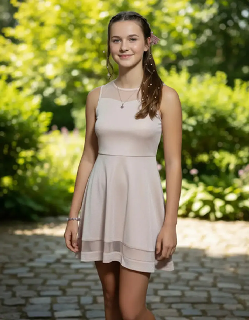 Vestido De Fiesta Corto Rosa Pálido Con Brillos - Talla S 1