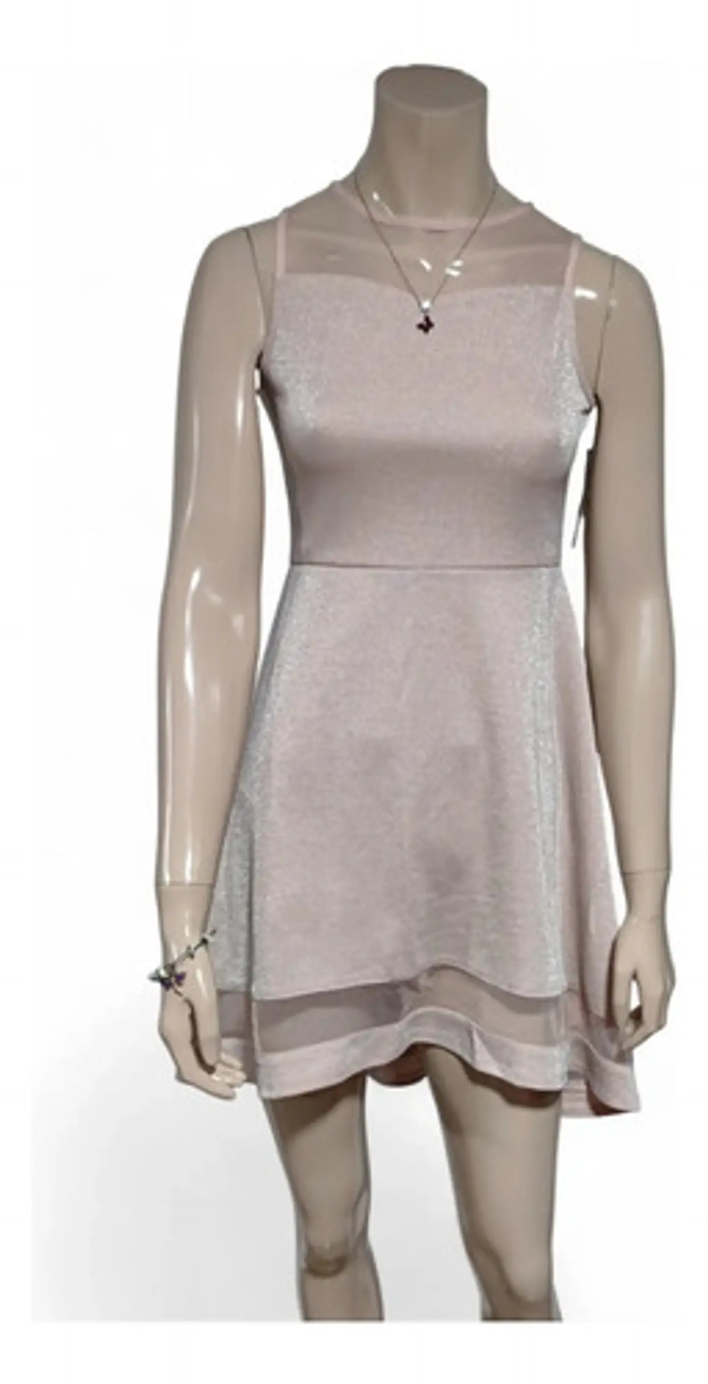 Vestido De Fiesta Corto Rosa Pálido Con Brillos - Talla S 3