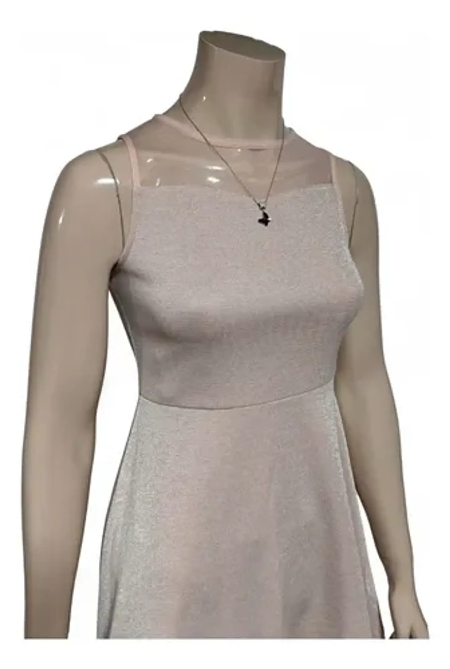 Vestido De Fiesta Corto Rosa Pálido Con Brillos - Talla S 5