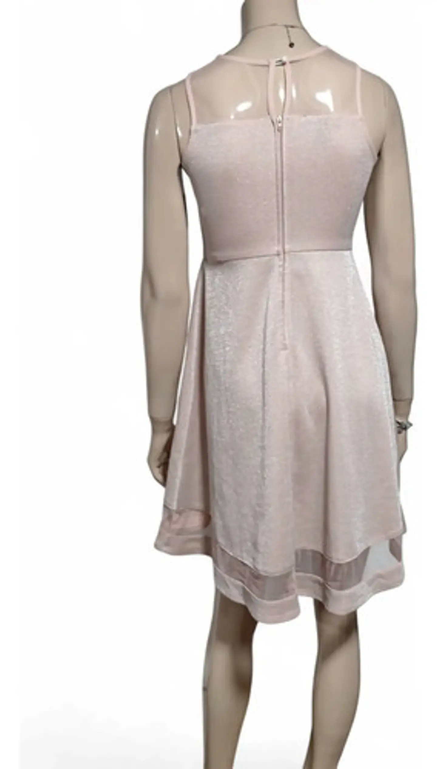 Vestido De Fiesta Corto Rosa Pálido Con Brillos - Talla S 6