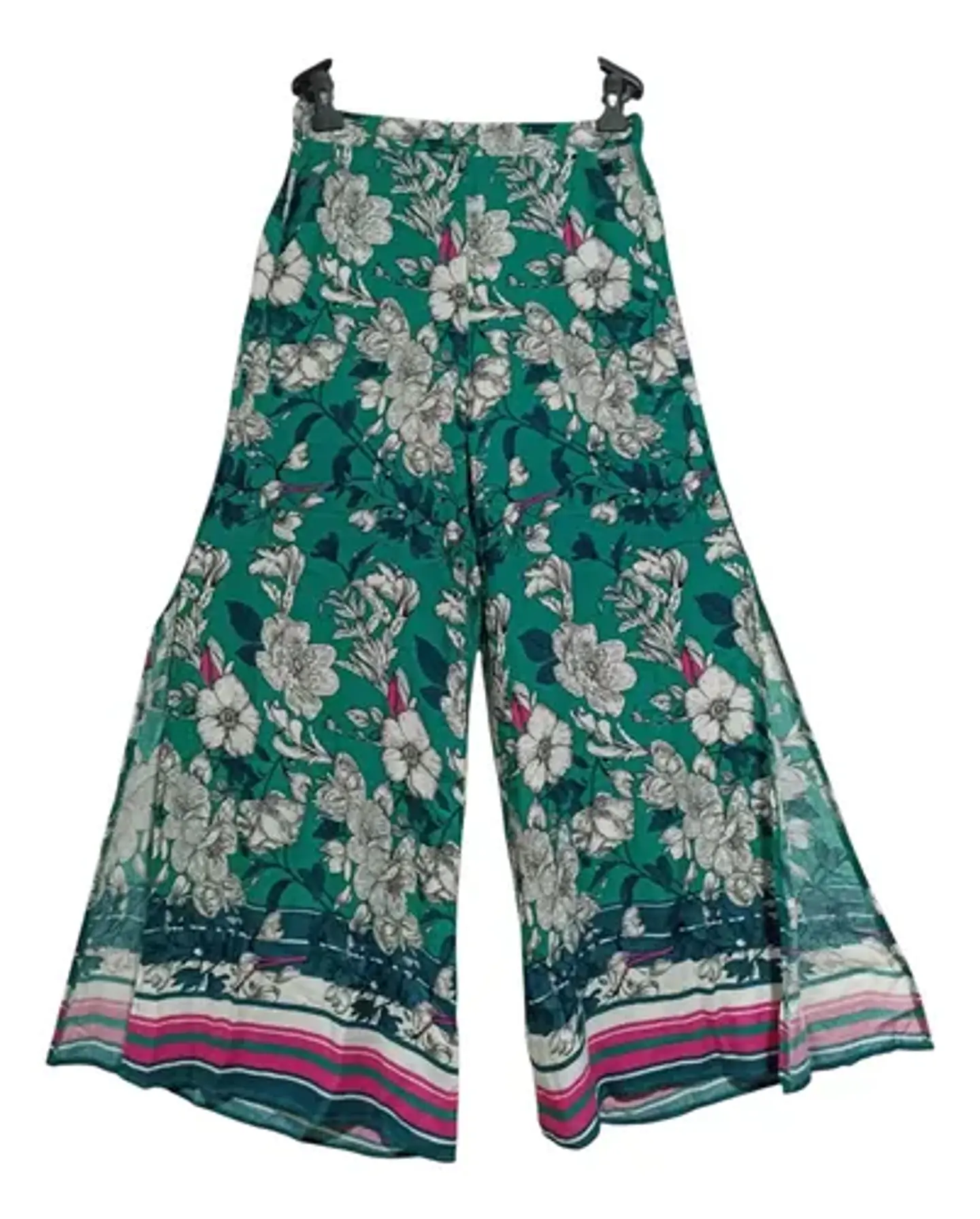 Pantalón Palazzo Mujer Floral Verde Ancho Opposite Talla L 2