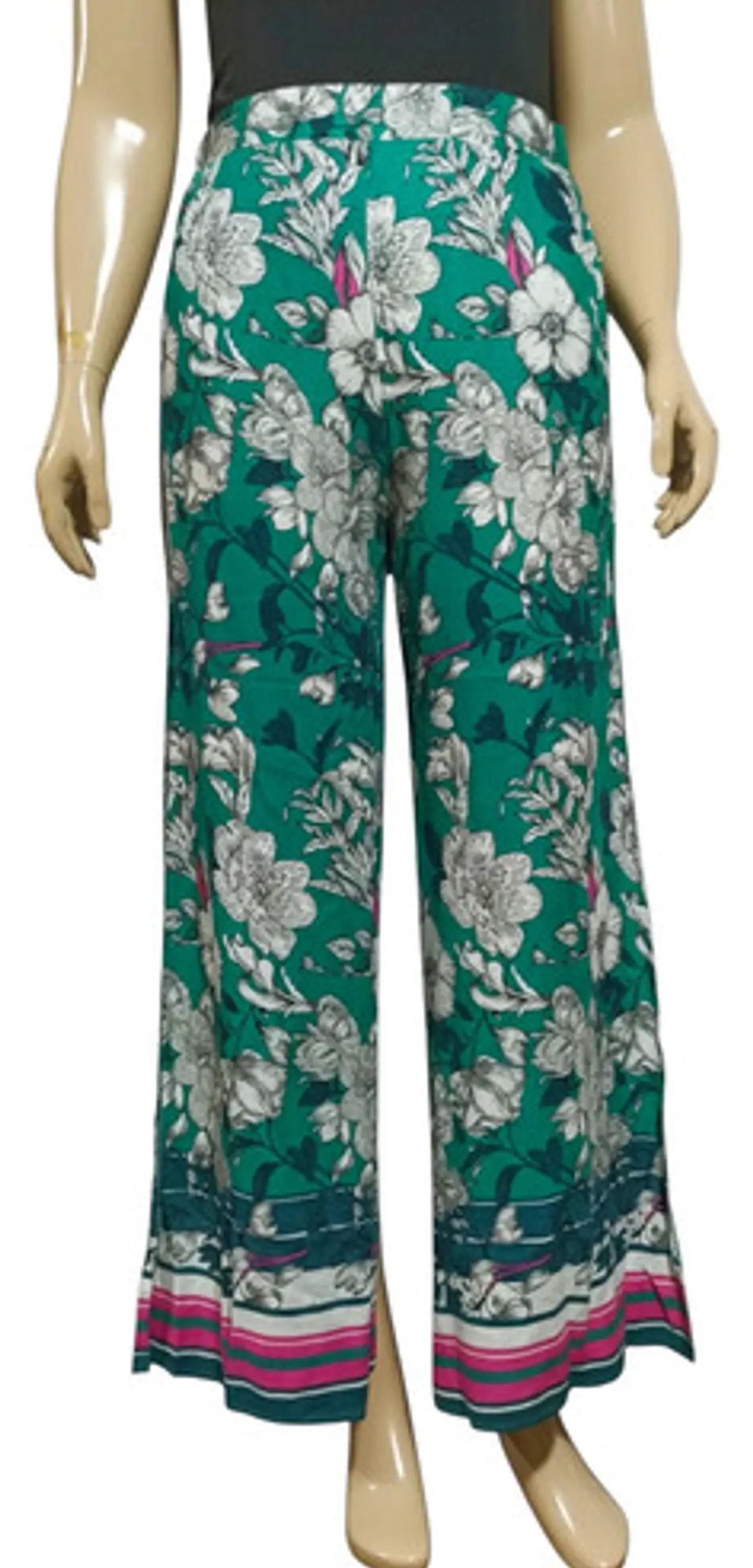 Pantalón Palazzo Mujer Floral Verde Ancho Opposite Talla L 3