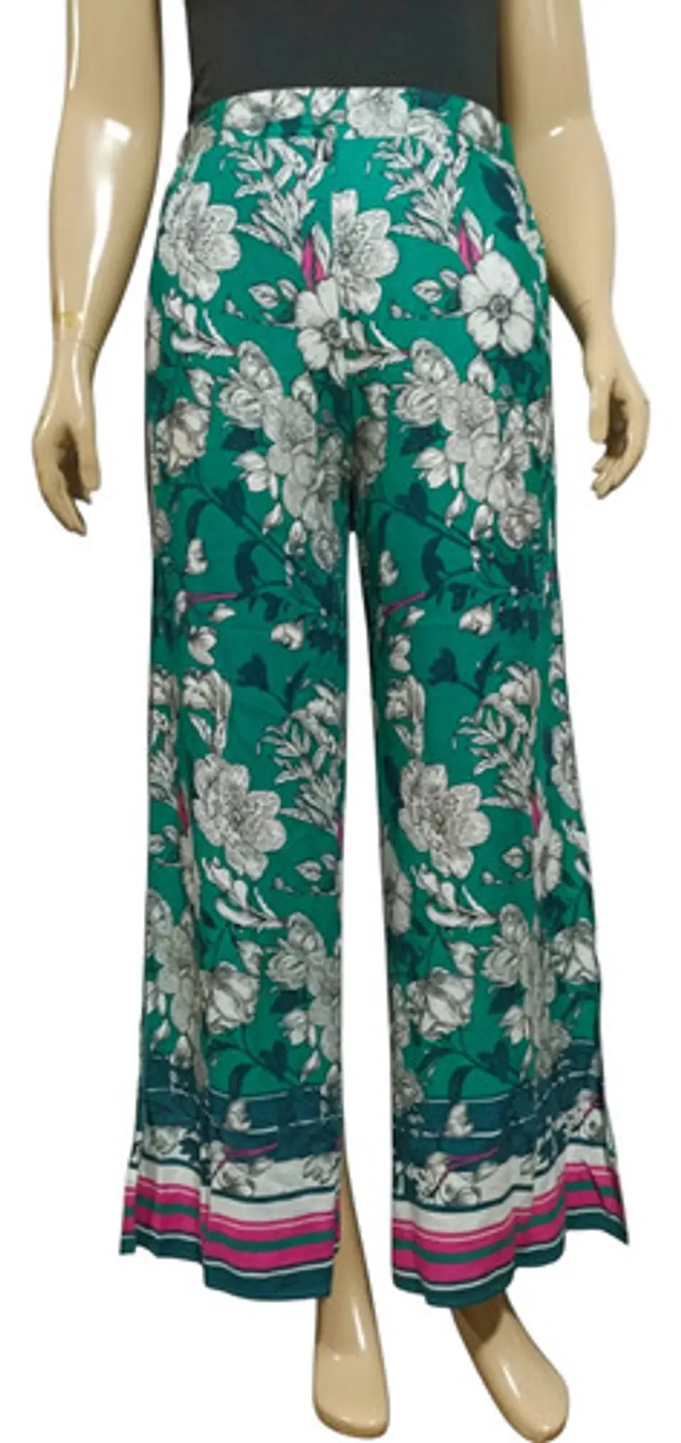 Pantalón Palazzo Mujer Floral Verde Ancho Opposite Talla L 3