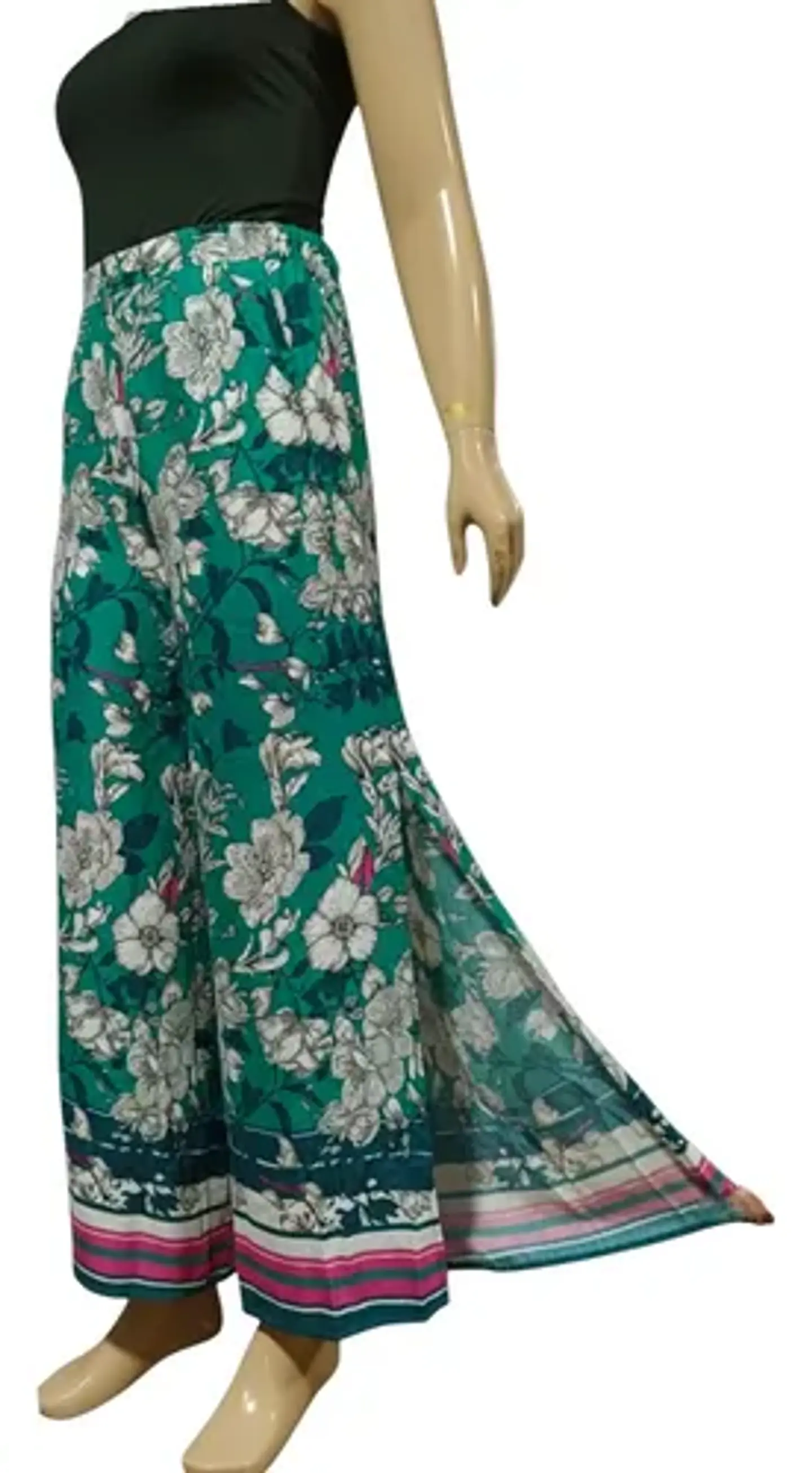 Pantalón Palazzo Mujer Floral Verde Ancho Opposite Talla L 4