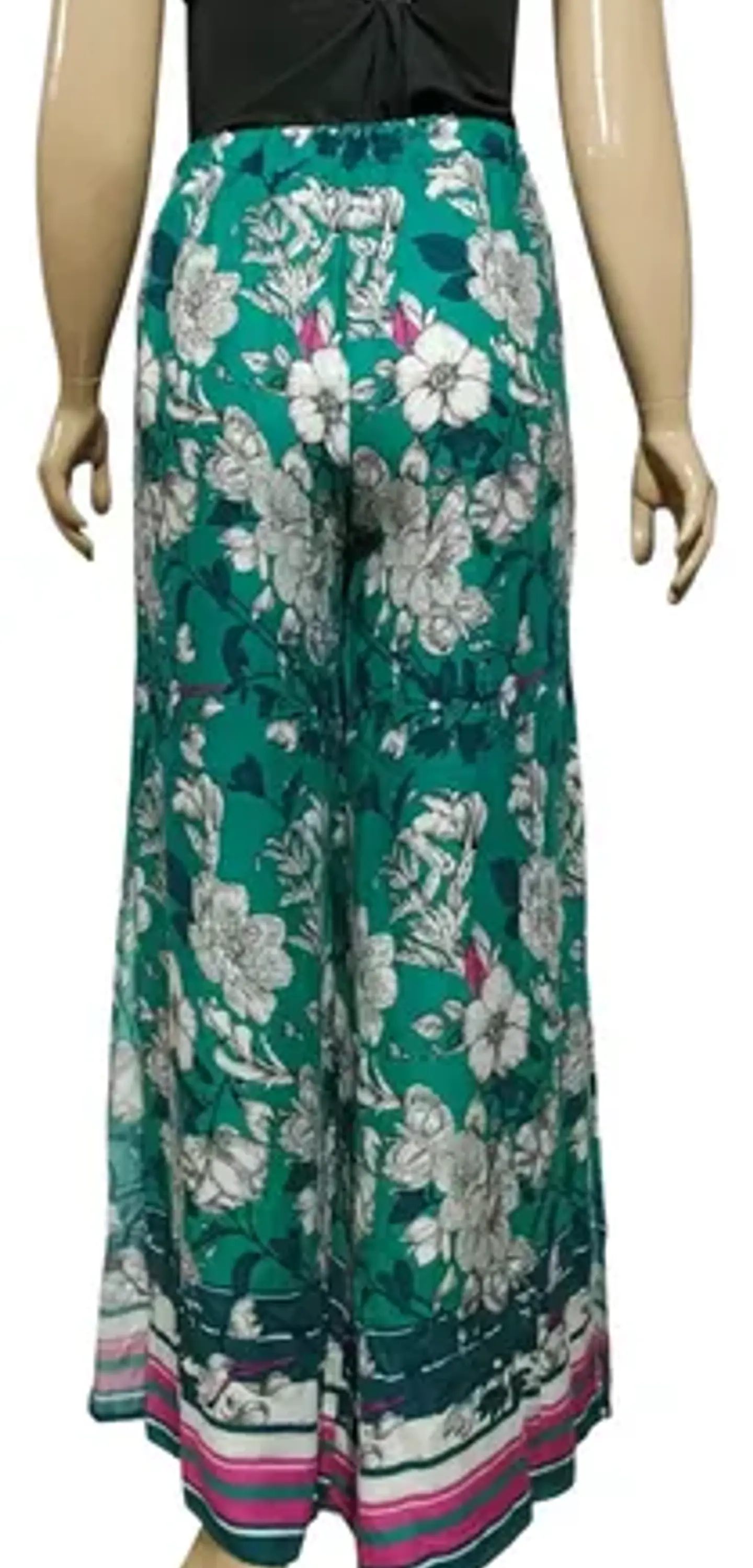 Pantalón Palazzo Mujer Floral Verde Ancho Opposite Talla L 6