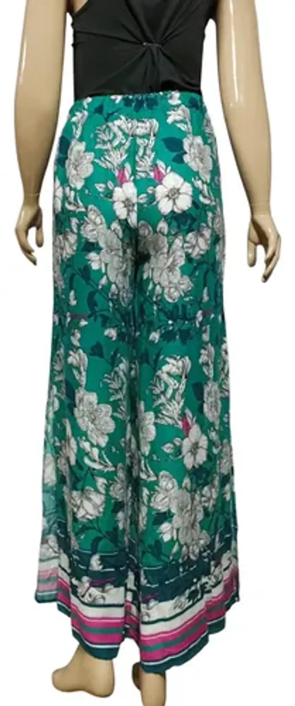 Pantalón Palazzo Mujer Floral Verde Ancho Opposite Talla L 6