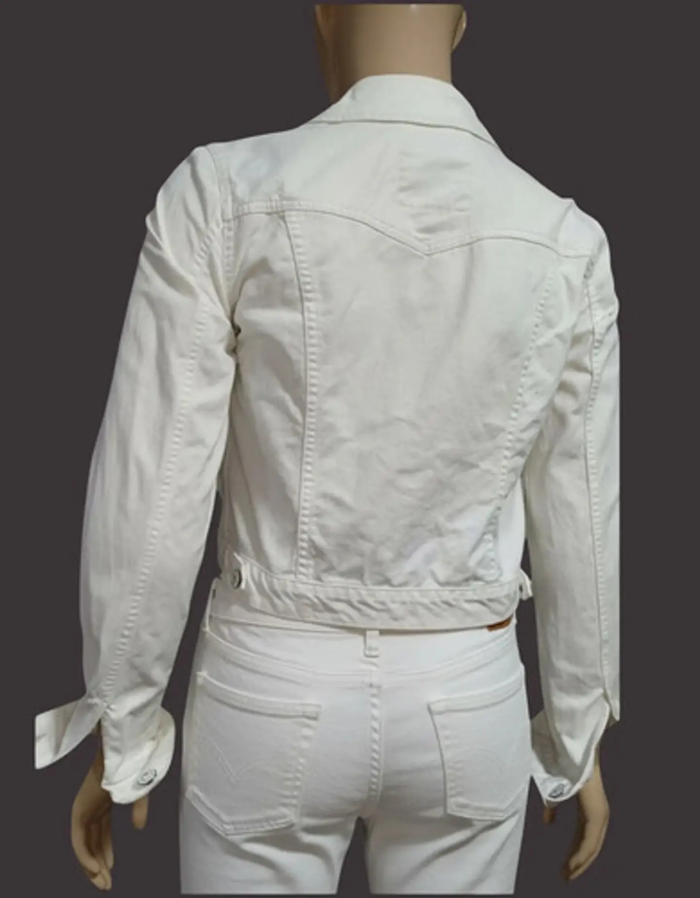 Chaqueta De Mezclilla Corta Blanca American Eagle Talla M 4