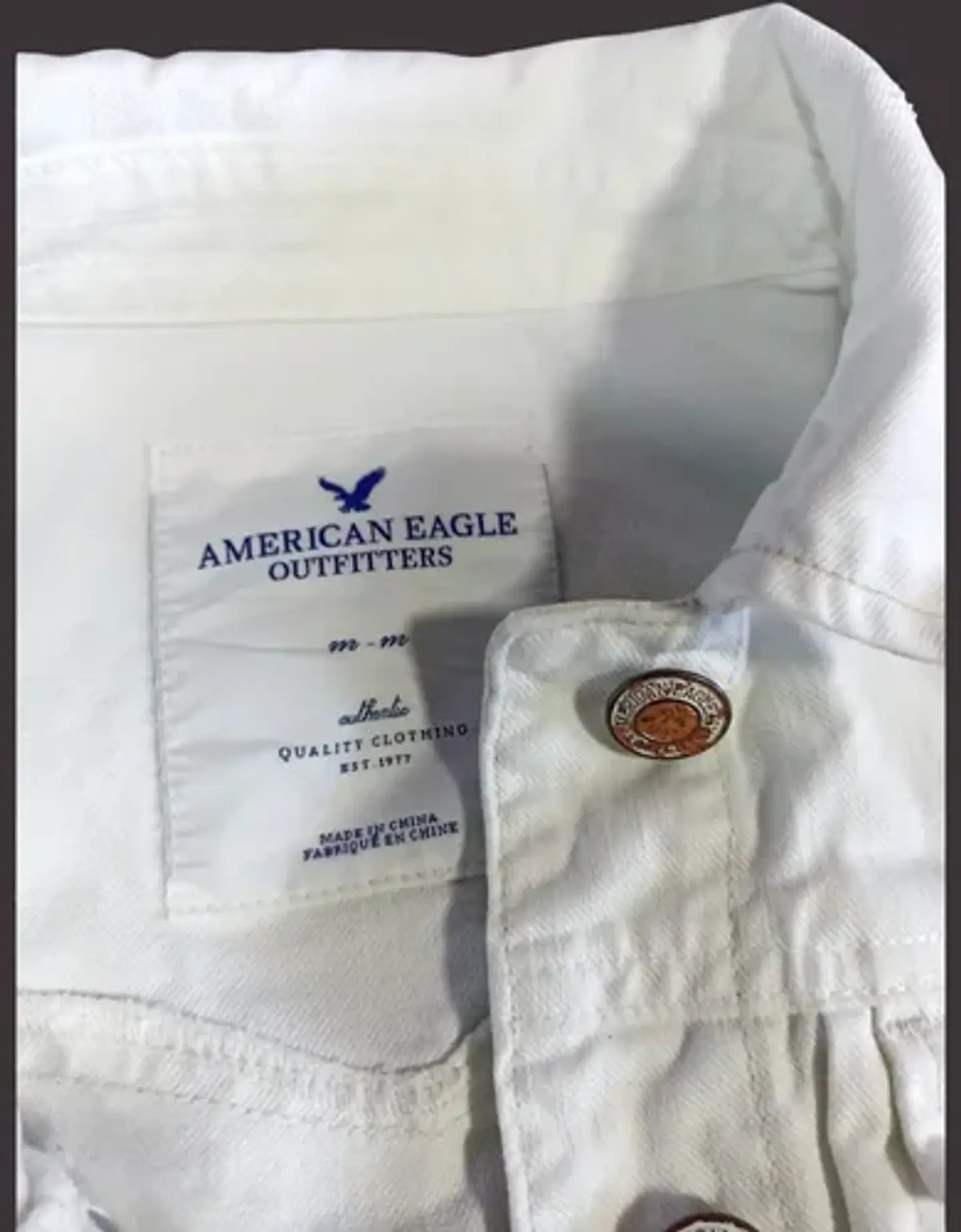 Chaqueta De Mezclilla Corta Blanca American Eagle Talla M 7