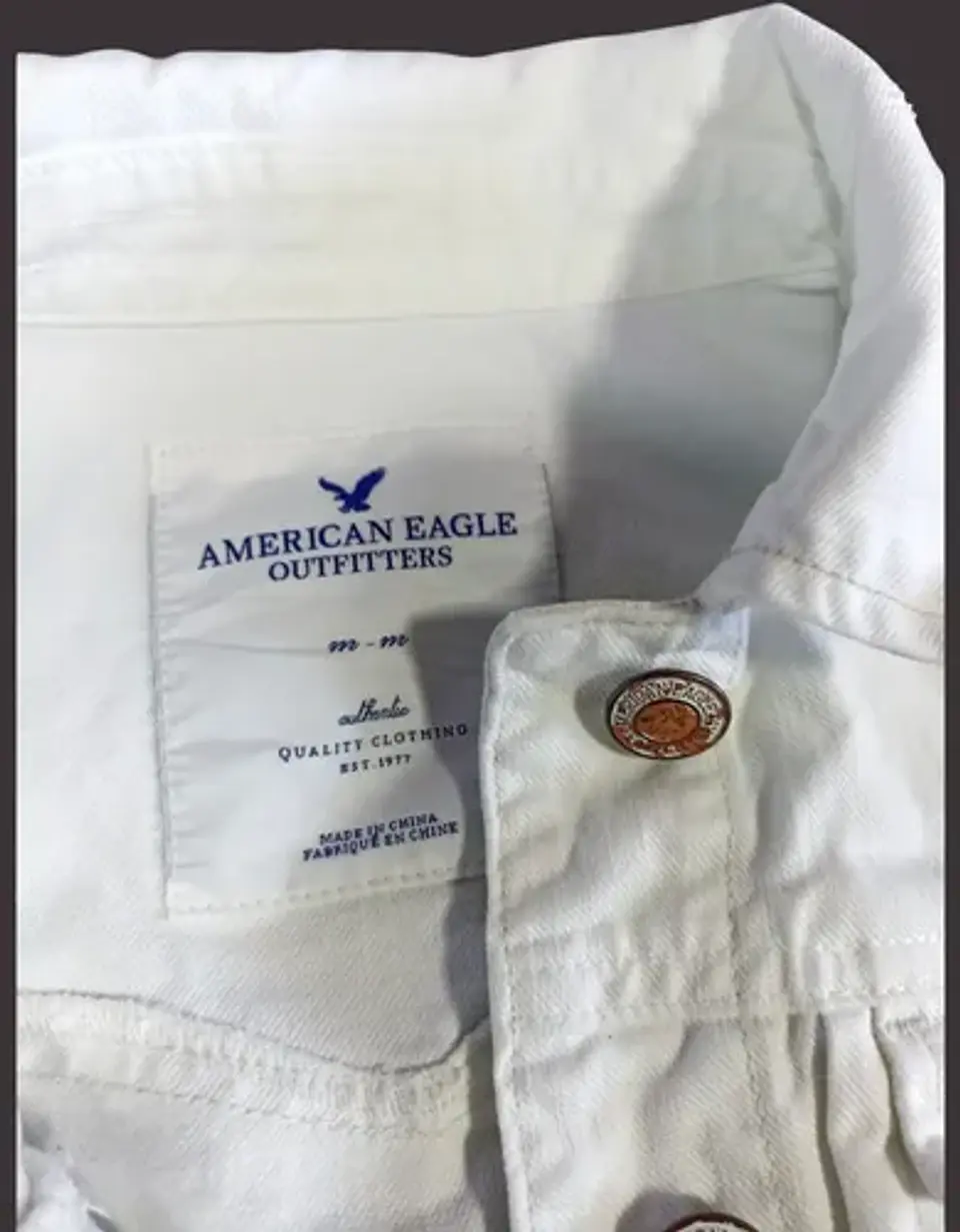 Chaqueta De Mezclilla Corta Blanca American Eagle Talla M 7