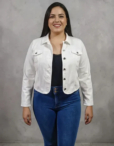 Chaqueta Blanca De Mezclilla Geoffrey Beene Mujer Talla L
