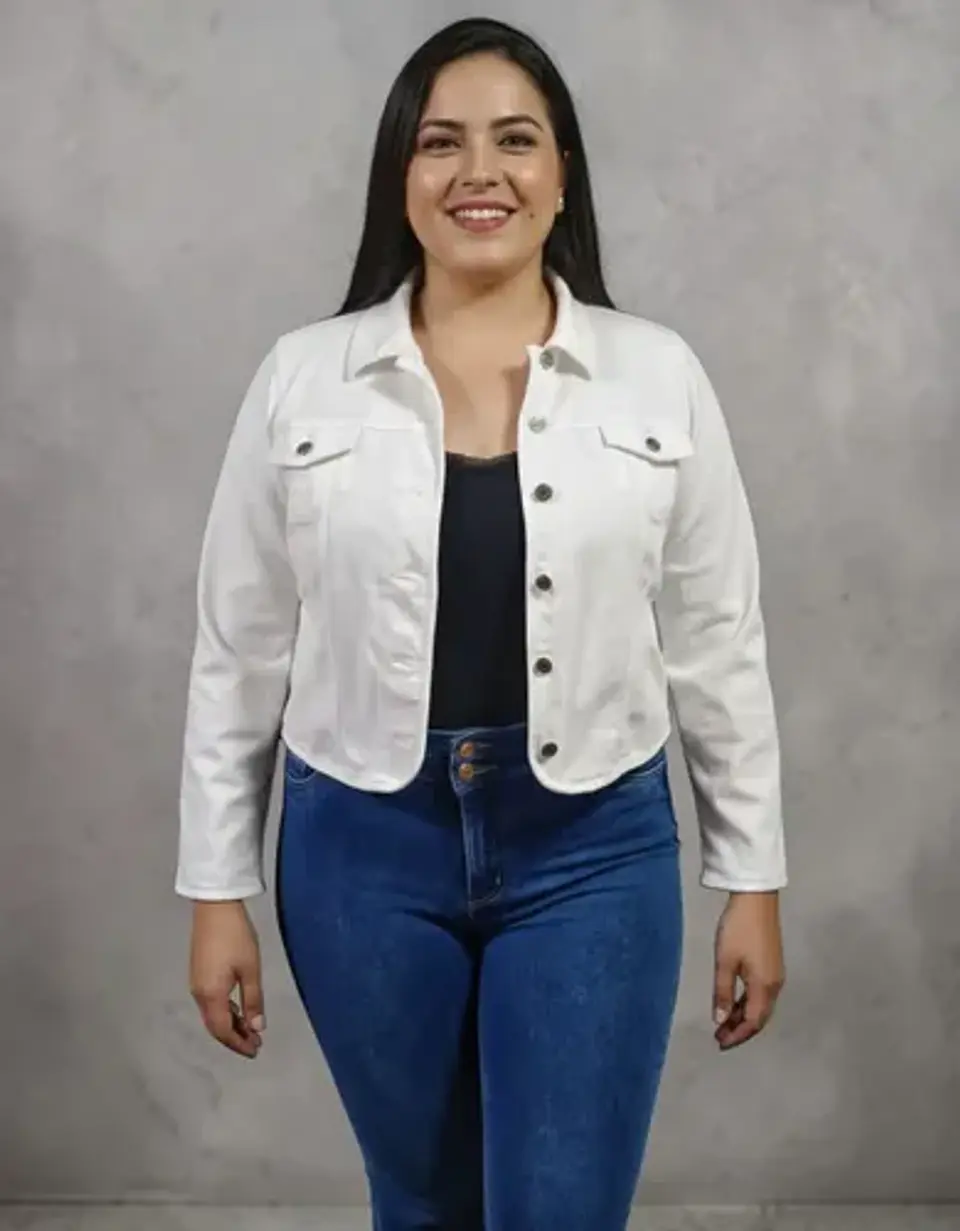 Chaqueta Blanca De Mezclilla Geoffrey Beene Mujer Talla L 1