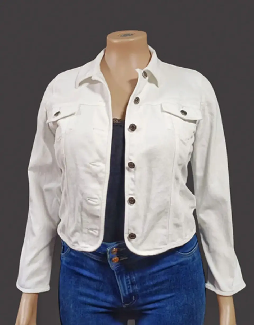 Chaqueta Blanca De Mezclilla Geoffrey Beene Mujer Talla L 2