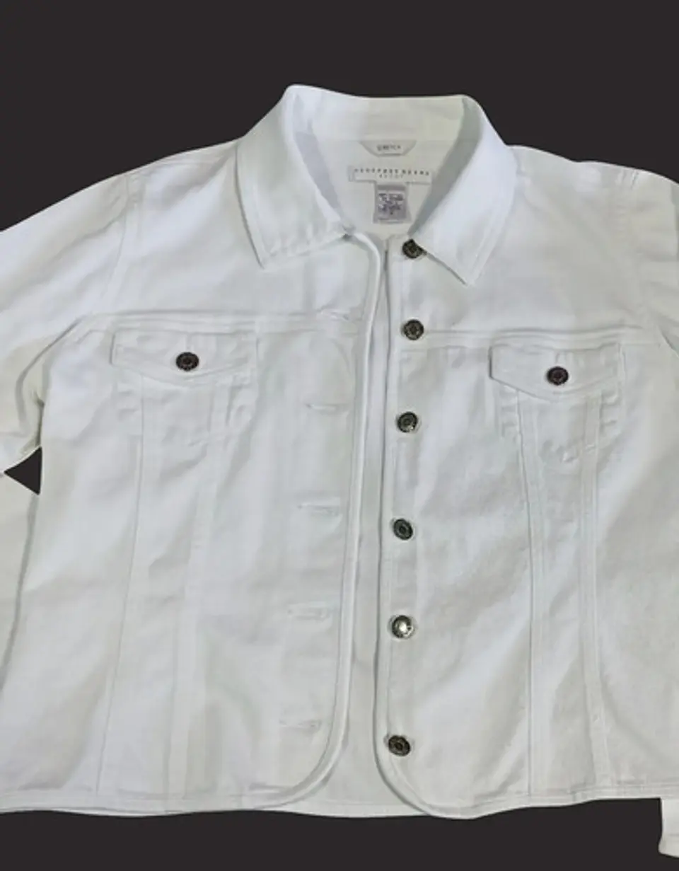 Chaqueta Blanca De Mezclilla Geoffrey Beene Mujer Talla L 7