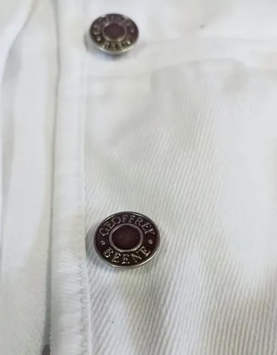 Chaqueta Blanca De Mezclilla Geoffrey Beene Mujer Talla L 8