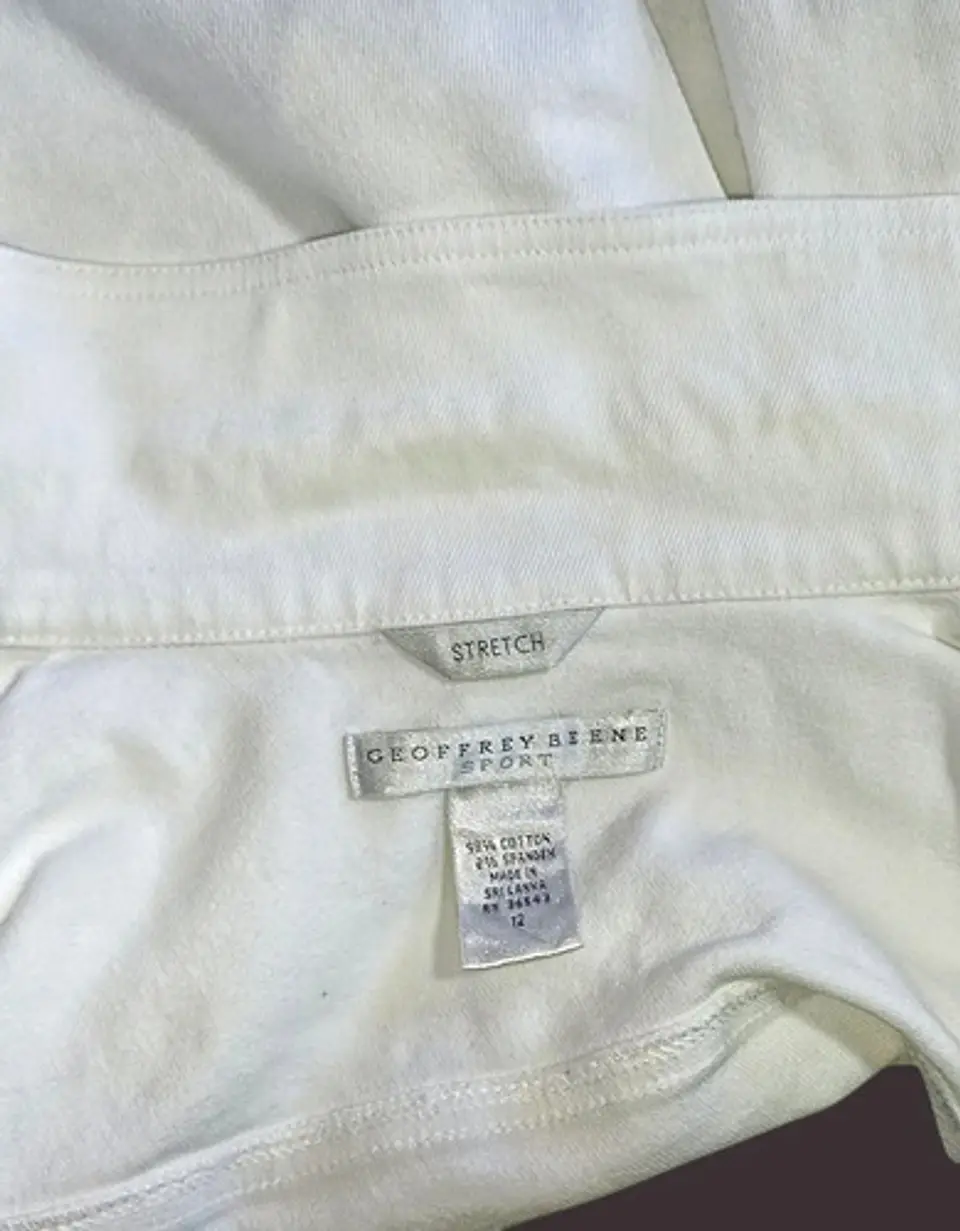 Chaqueta Blanca De Mezclilla Geoffrey Beene Mujer Talla L 9