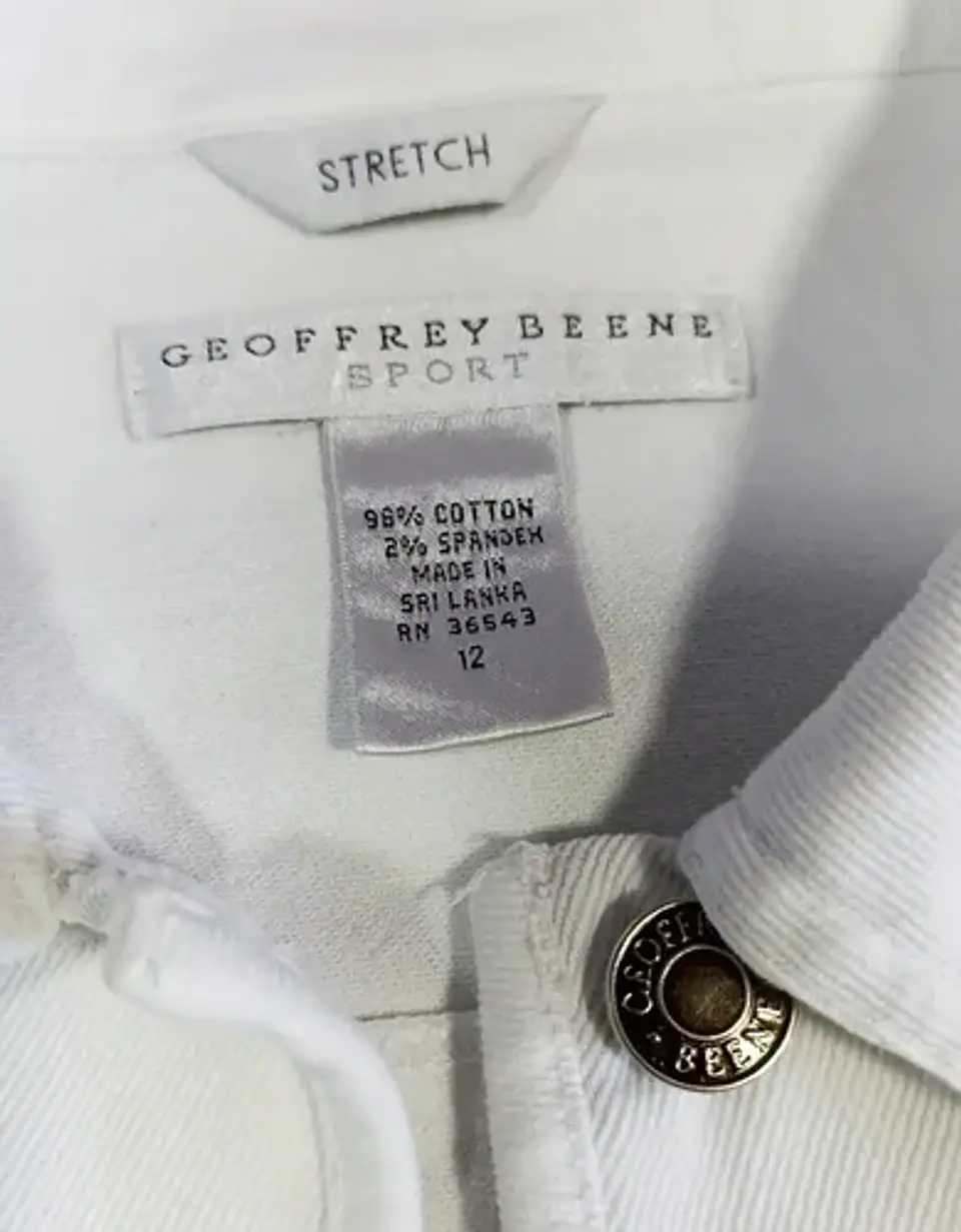Chaqueta Blanca De Mezclilla Geoffrey Beene Mujer Talla L 10
