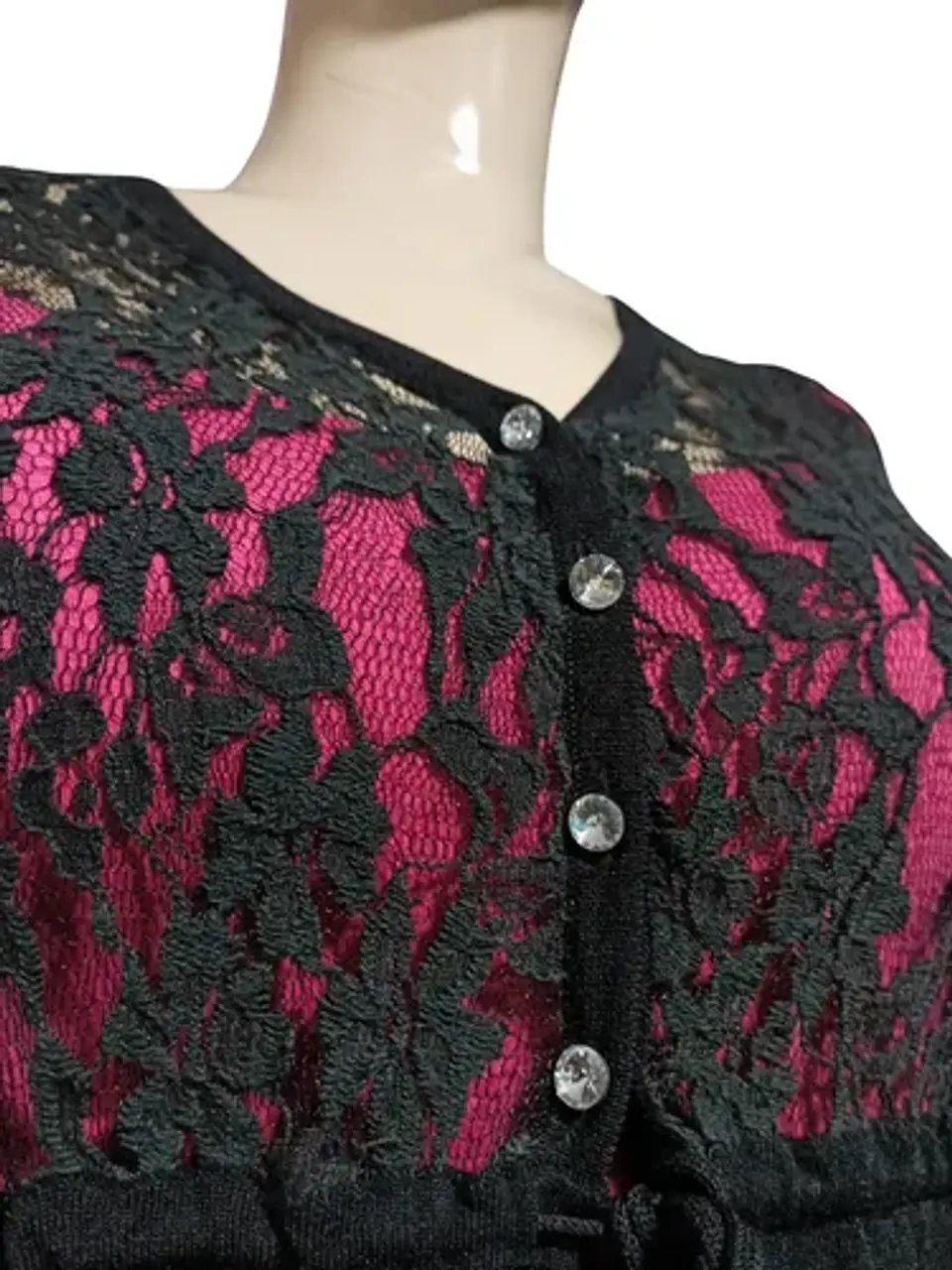 Cárdigan Abotonado Con Encaje Y Cintura Stretch Talla M - L 8
