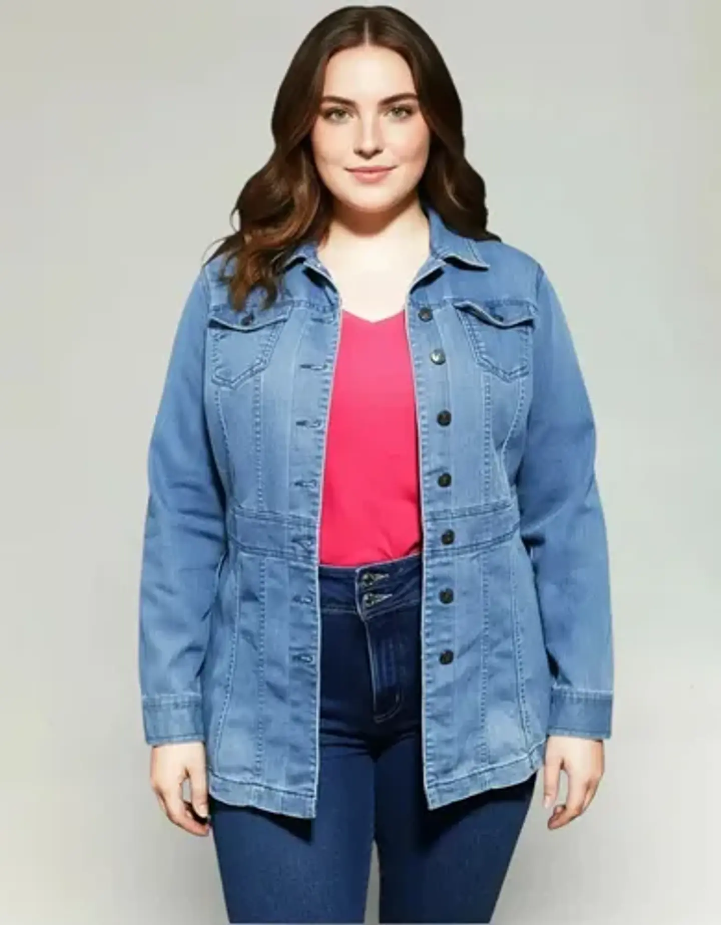 Chaqueta De Mezclilla Entallada Talla Grande 1xl - 2xl 1