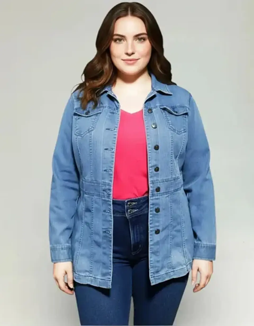 Chaqueta De Mezclilla Entallada Talla Grande 1xl - 2xl 1