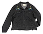 Chaqueta Mezclilla Curvi Negra Con Bordados Y Lentejuelas - Miniatura 5